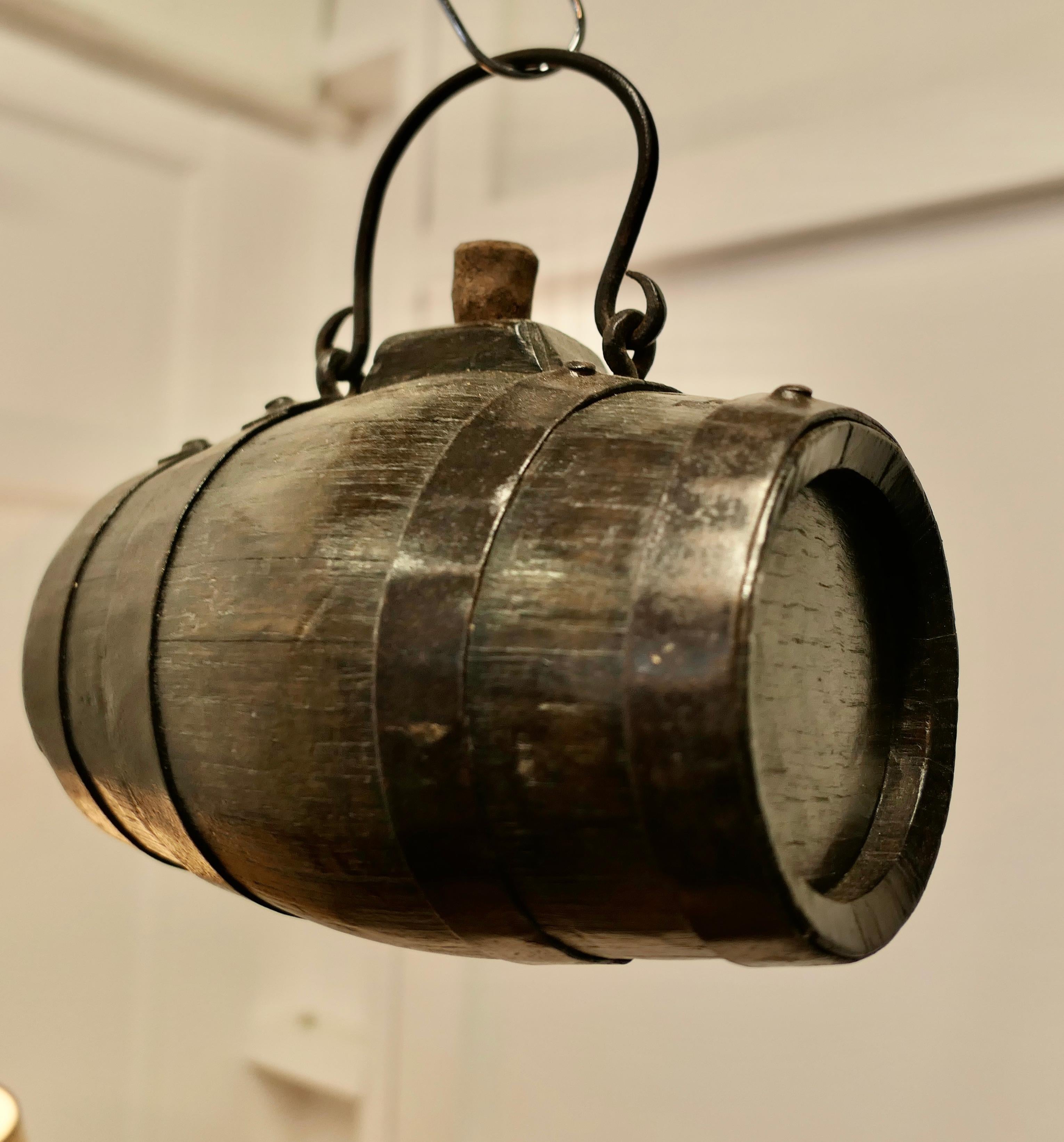 19th Century Welsh Oak Cider Flask, Welsh Oak Harvest Costrel    For Sale