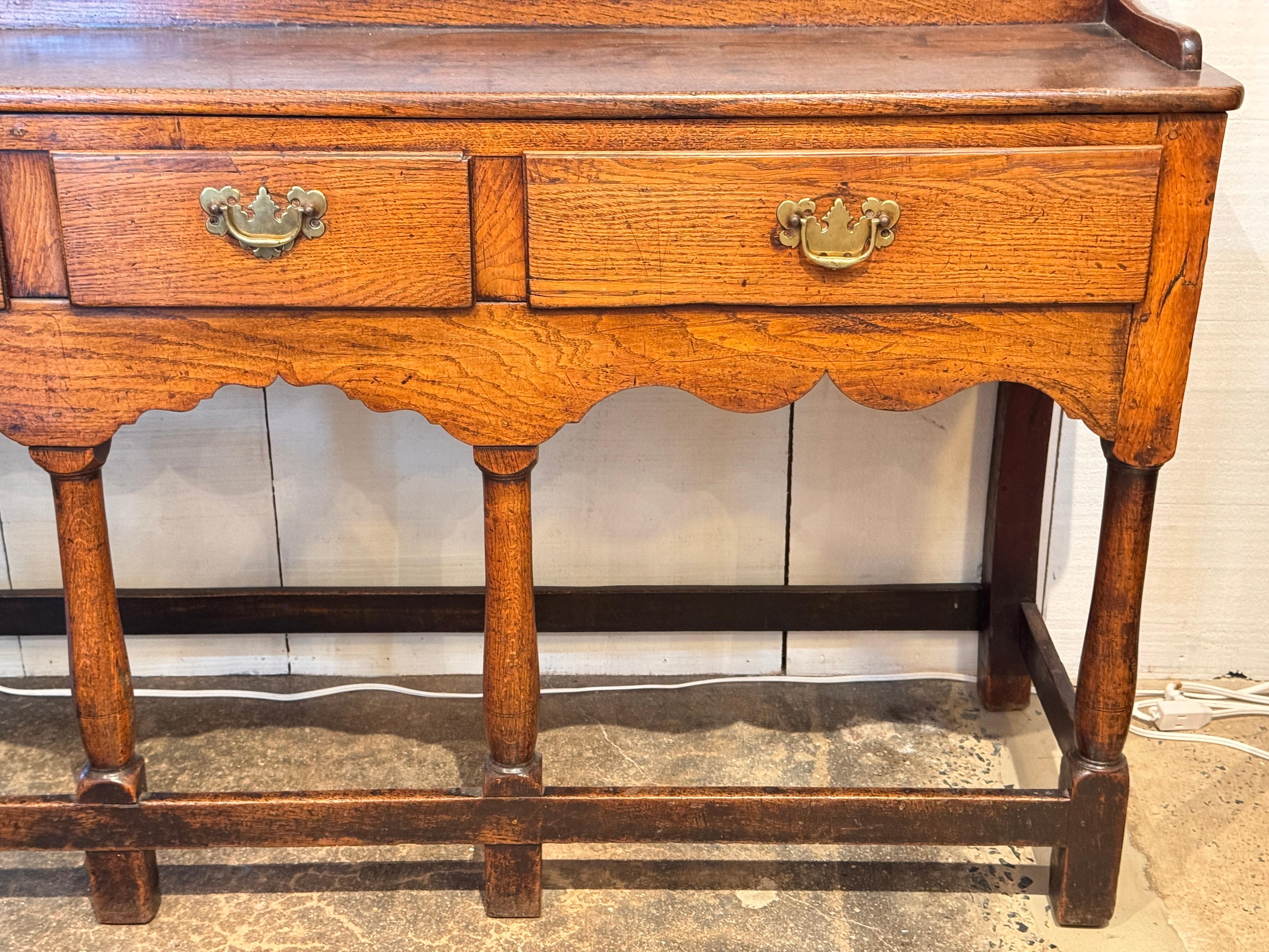 British Welsh Oak Dresser with Open Plate Rack For Sale