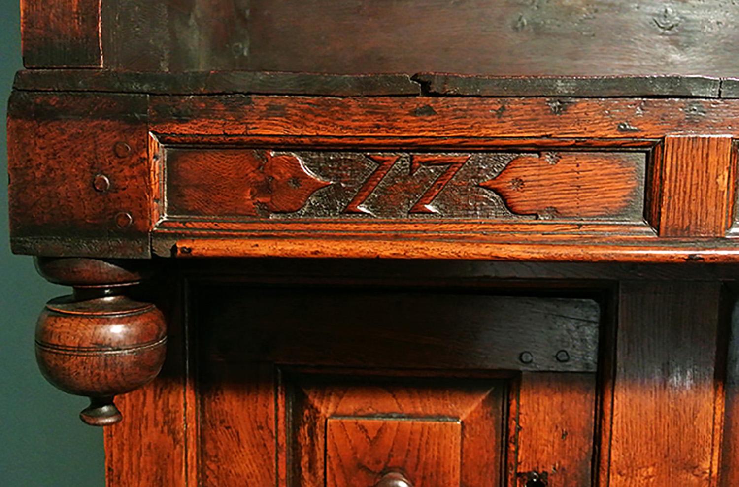 Welsh Oak Three Stage Dresser Tridarn of Superb Color - Initialed and Dated 1