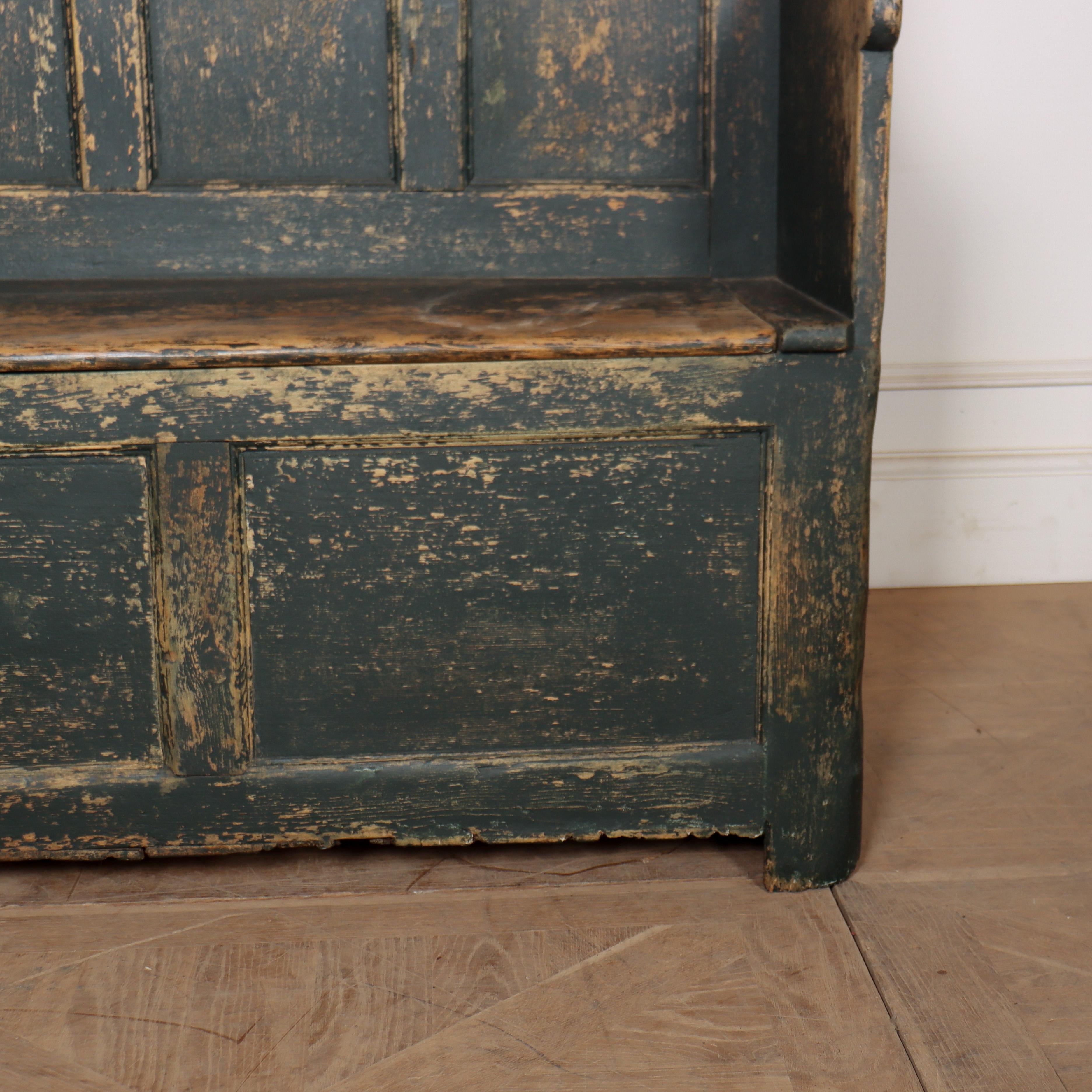 19th Century Welsh Painted Box Settle For Sale