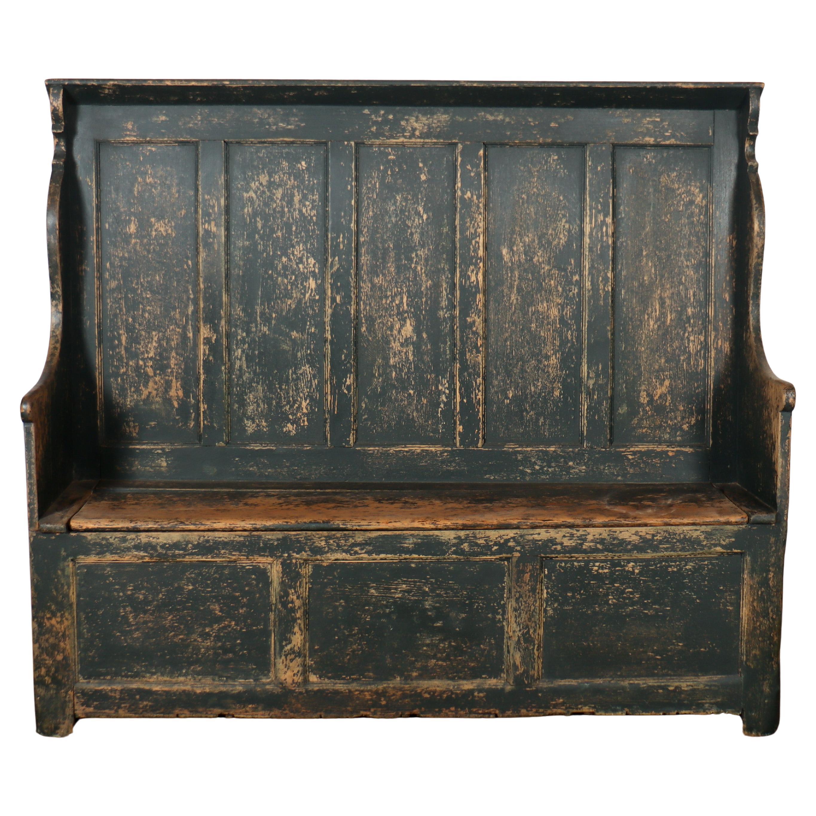 Welsh Painted Box Settle For Sale