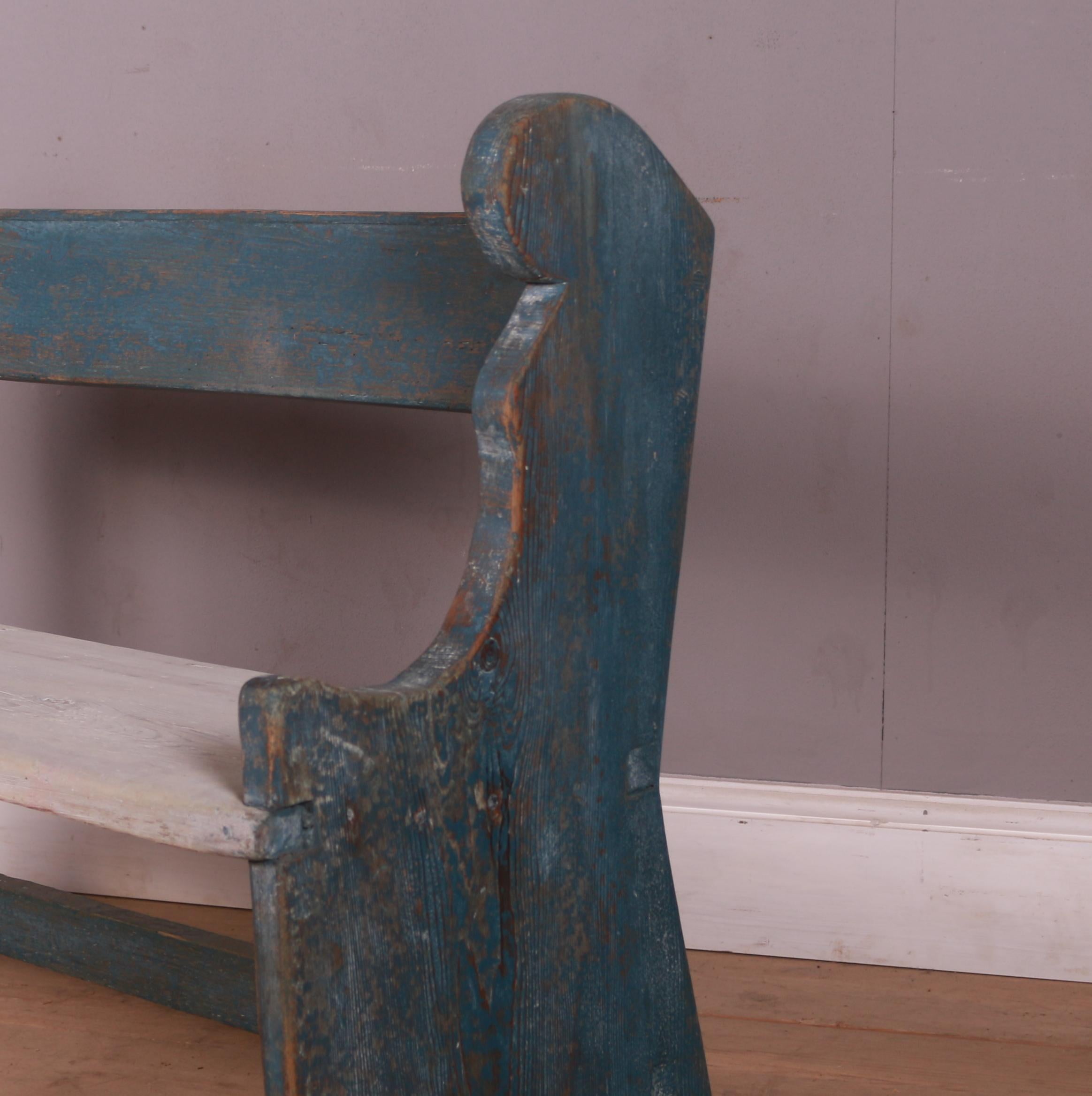 Small 19th C Welsh painted pine settle. 1860.

Seat height is 17.5