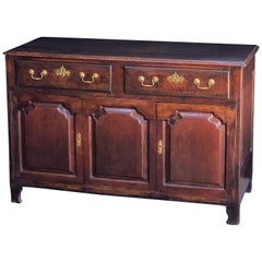 Antique Welsh Paneled Dresser Console or Sideboard of Oak from the Georgian Era