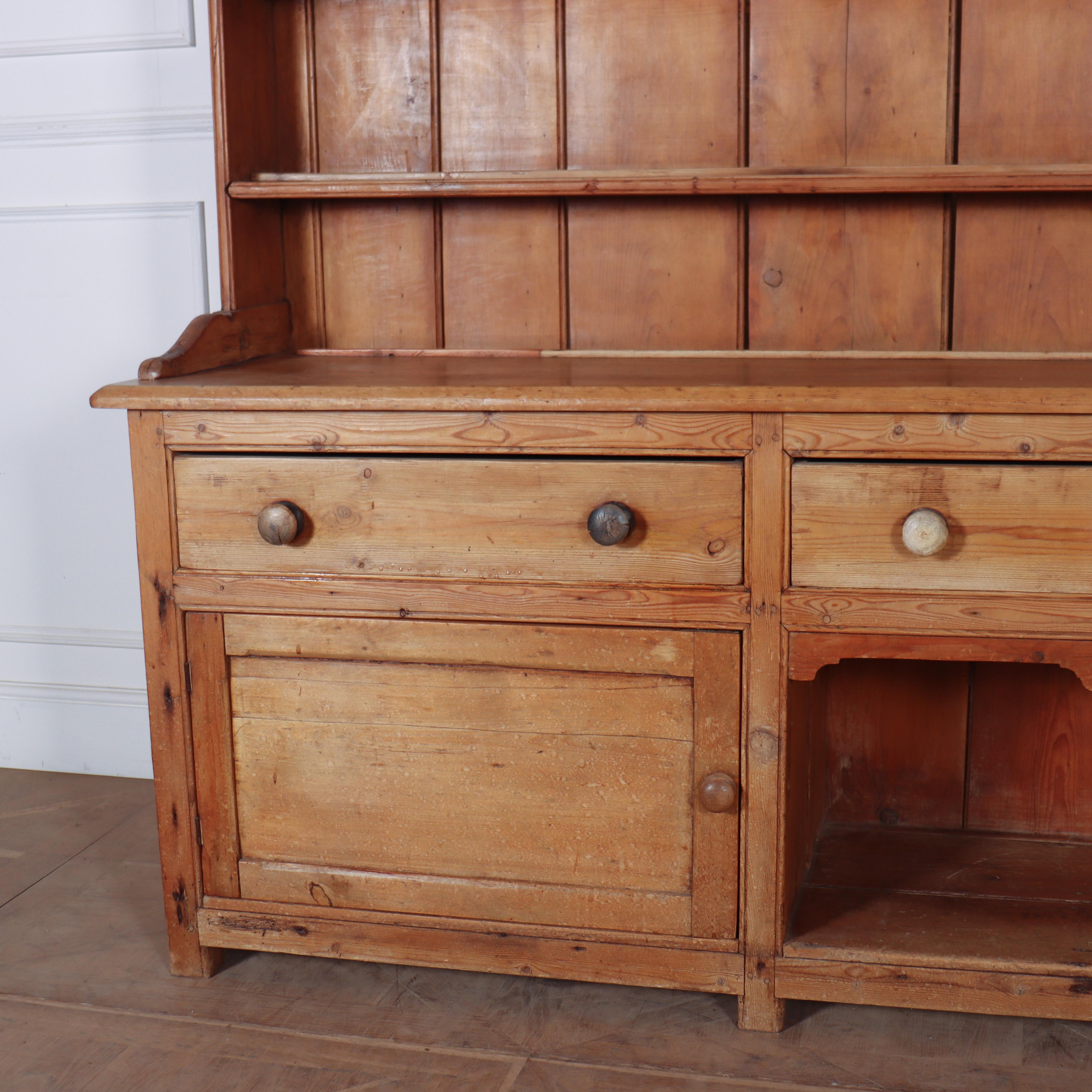 Wonderful early 19th C Welsh pine country house dresser with a dog kennel. Great colour and originality. 1830.

Reference: 7940

Dimensions
103.5 inches (263 cms) Wide
20.5 inches (52 cms) Deep
88 inches (224 cms) High