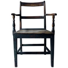 Antique Welsh Provincial Green Painted Open Armchair, circa 1830-1840