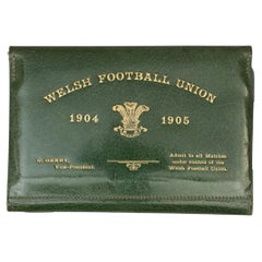 Welsh Rugby Union Ticket, Wallet, 1904 -1905 In Green Leather