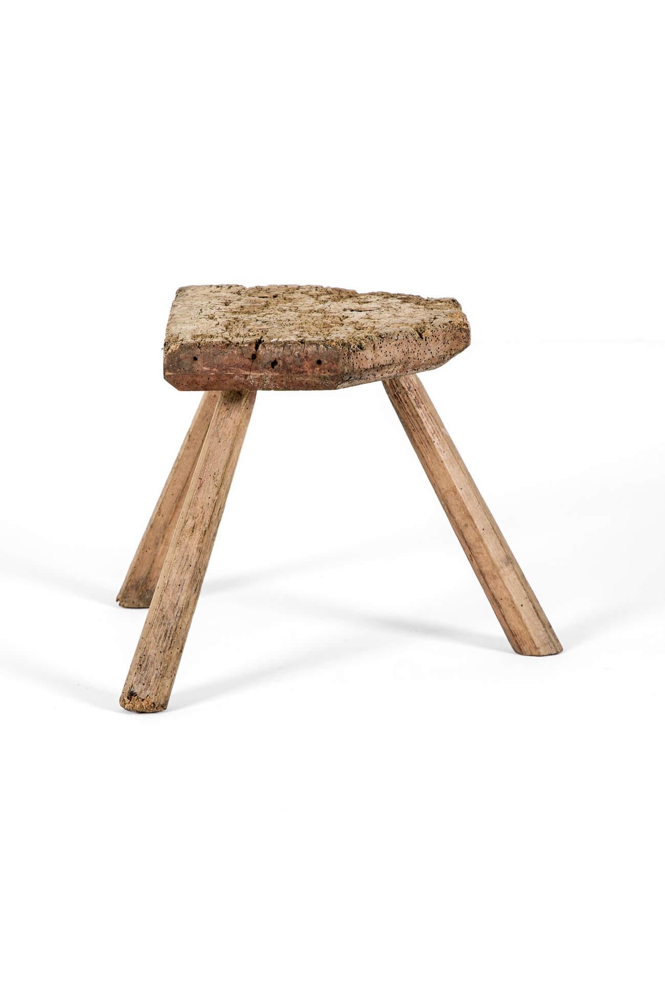 Welsh Rustic Elm Stool For Sale 1