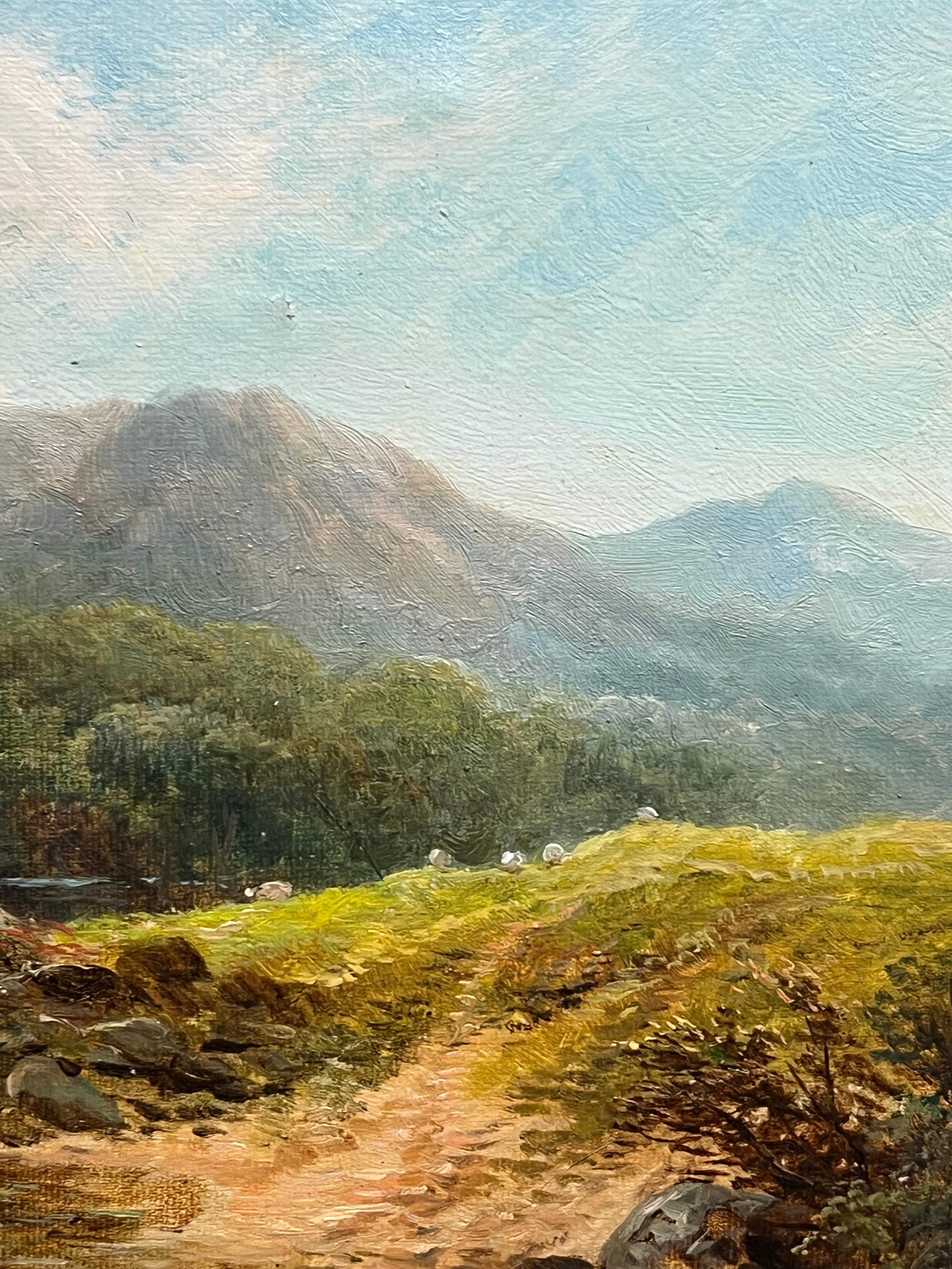 Welsh Öl-Landschaft des 19. Jahrhunderts mit rustikaler Wassermühle mit Figur des Flusses (Viktorianisch), Painting, von Welsh School