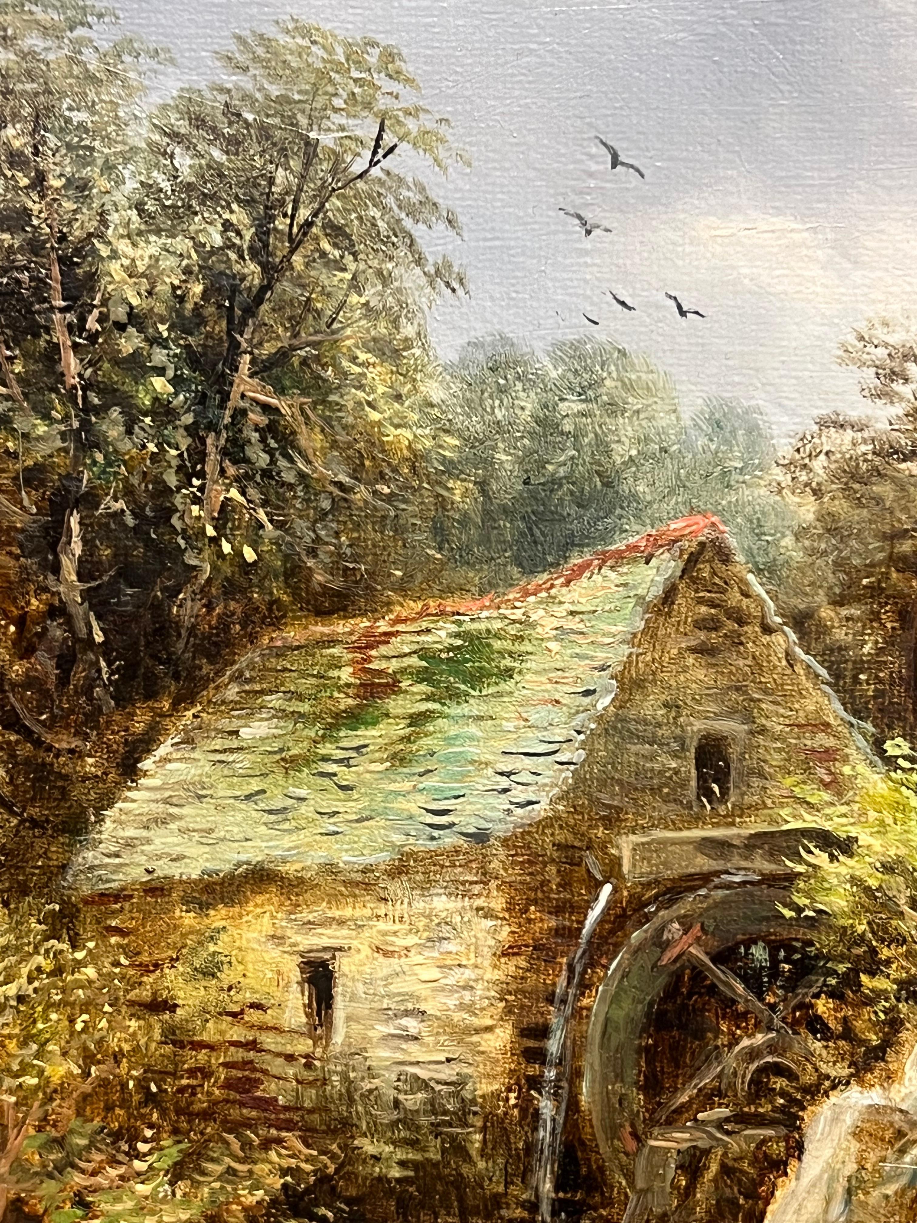 Watermill Cottage in Bettswyscoed, Wales
signiertes Öl auf Karton, gerahmt
Gerahmt: 14 x 17 Zoll
Brett: 9 x 12 Zoll
Provenienz: Privatsammlung
Zustand: sehr guter Zustand; der antike Rahmen hat, wie auf den Fotos zu sehen, Putzabplatzungen. 
