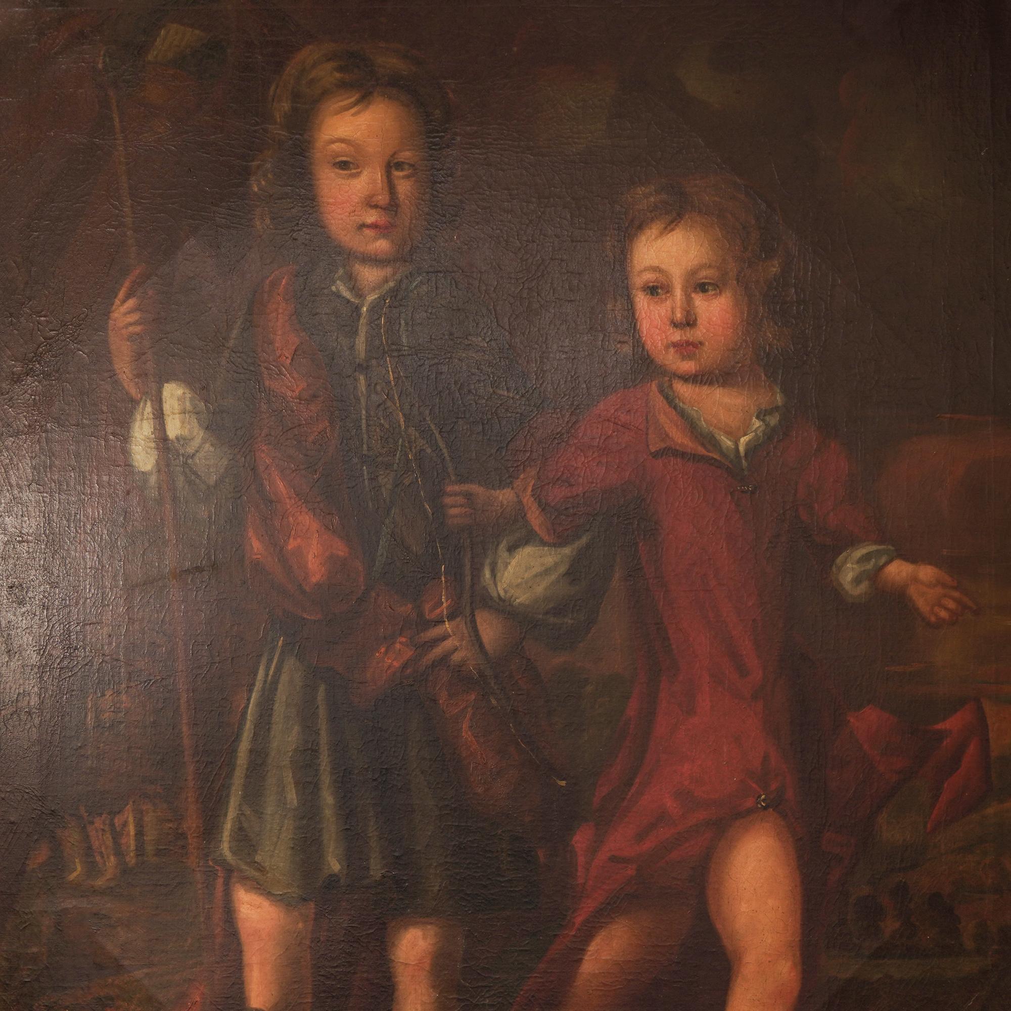 Welsh School, Ritratto dei due figli dei coniugi Oliver Jones, 1700 in vendita 3