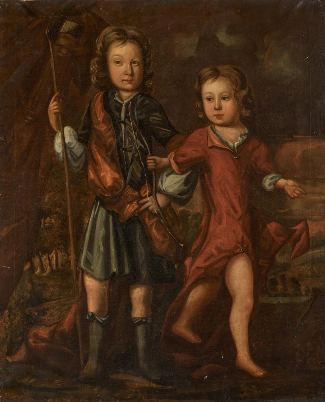 Welsh School, Ritratto dei due figli dei coniugi Oliver Jones, 1700 in vendita 5