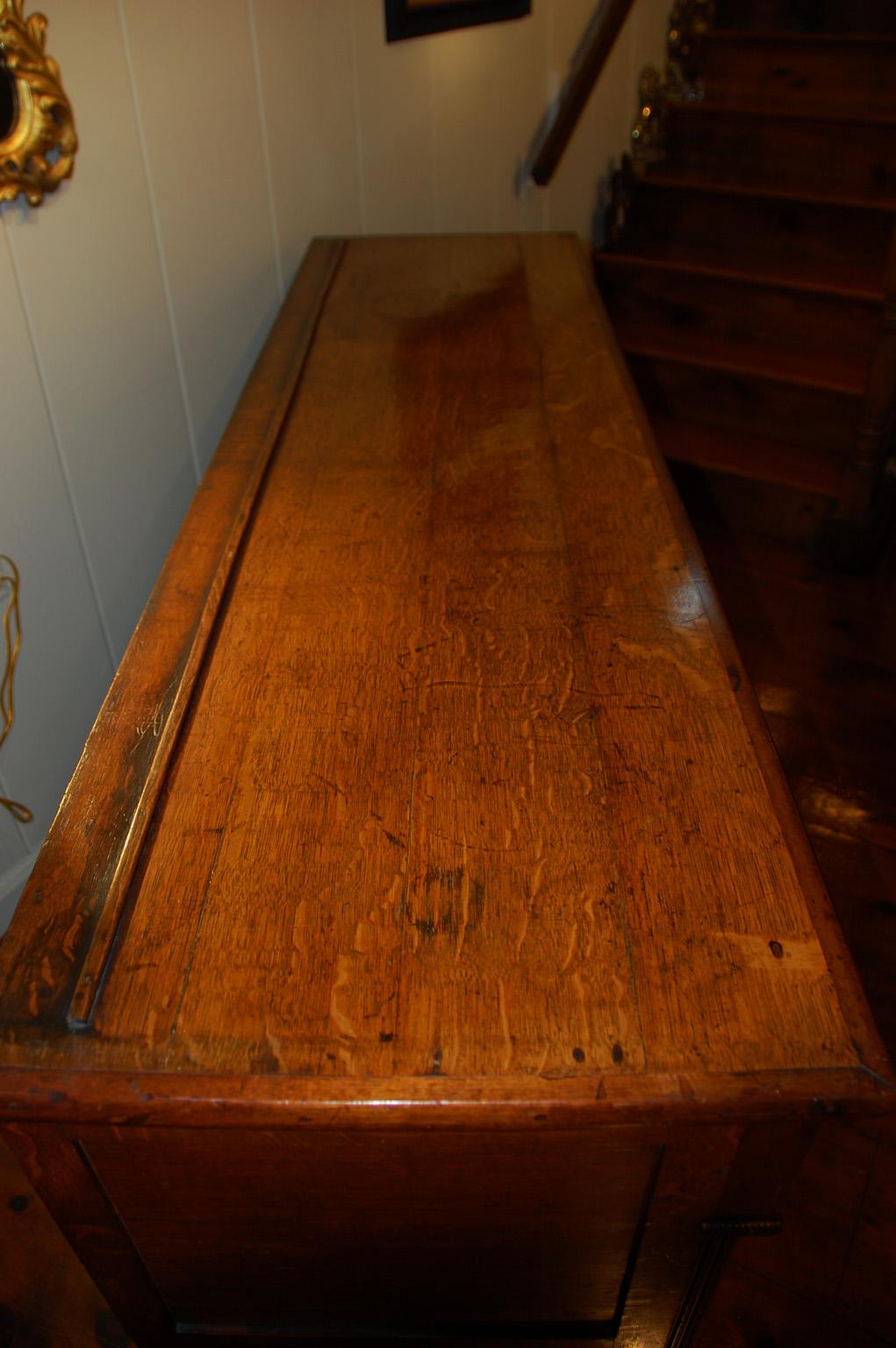 Welsh William IV Oak and Walnut Low Dresser with Drawers and Cupboards 4