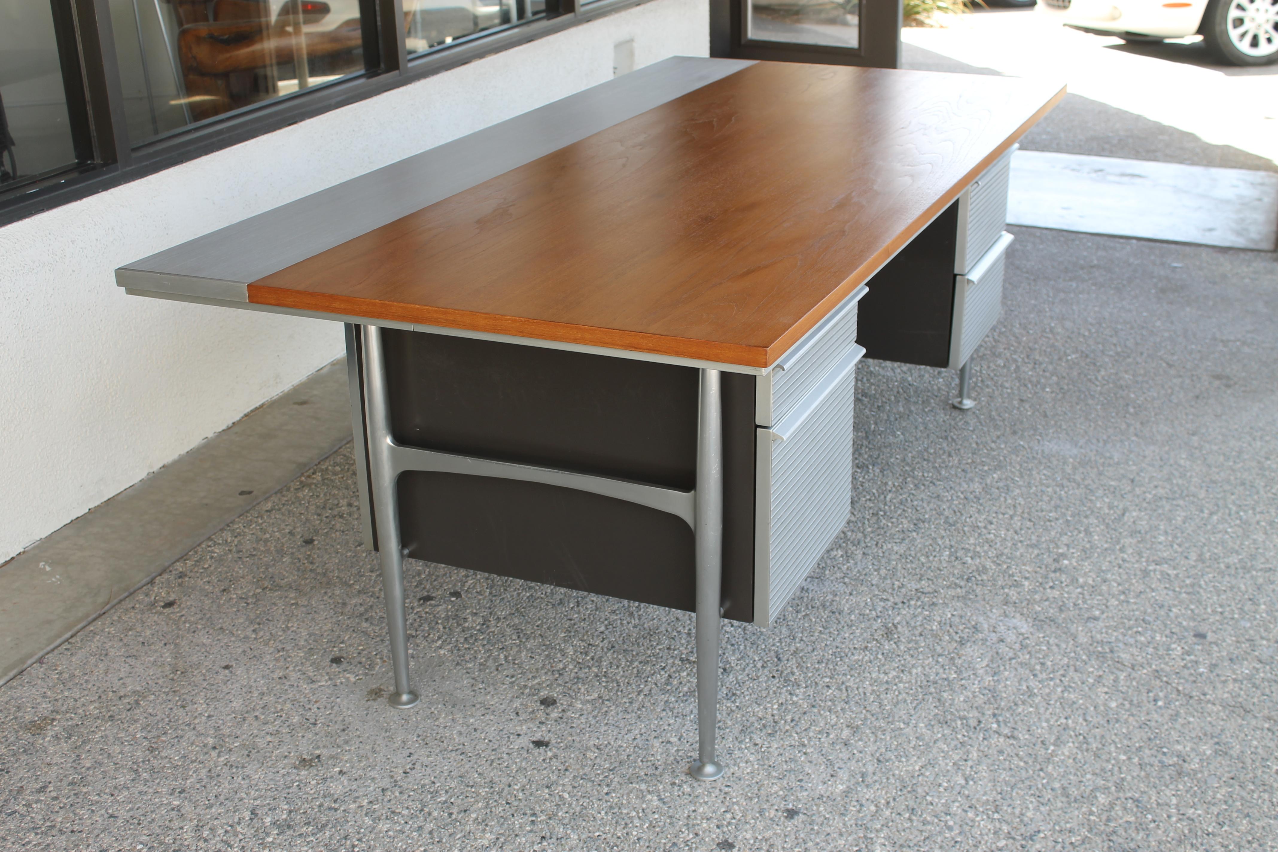 American Welton Becket Aluminum and Wood Desk for Kaiser Aluminum