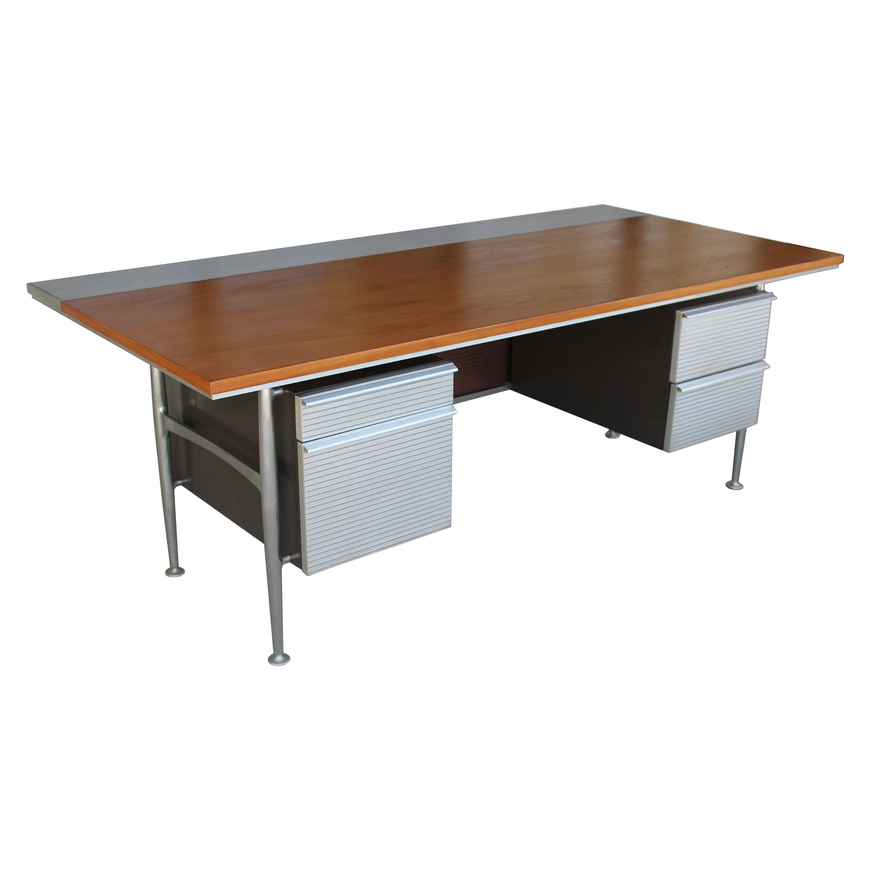 Welton Becket Aluminum and Wood Desk for Kaiser Aluminum
