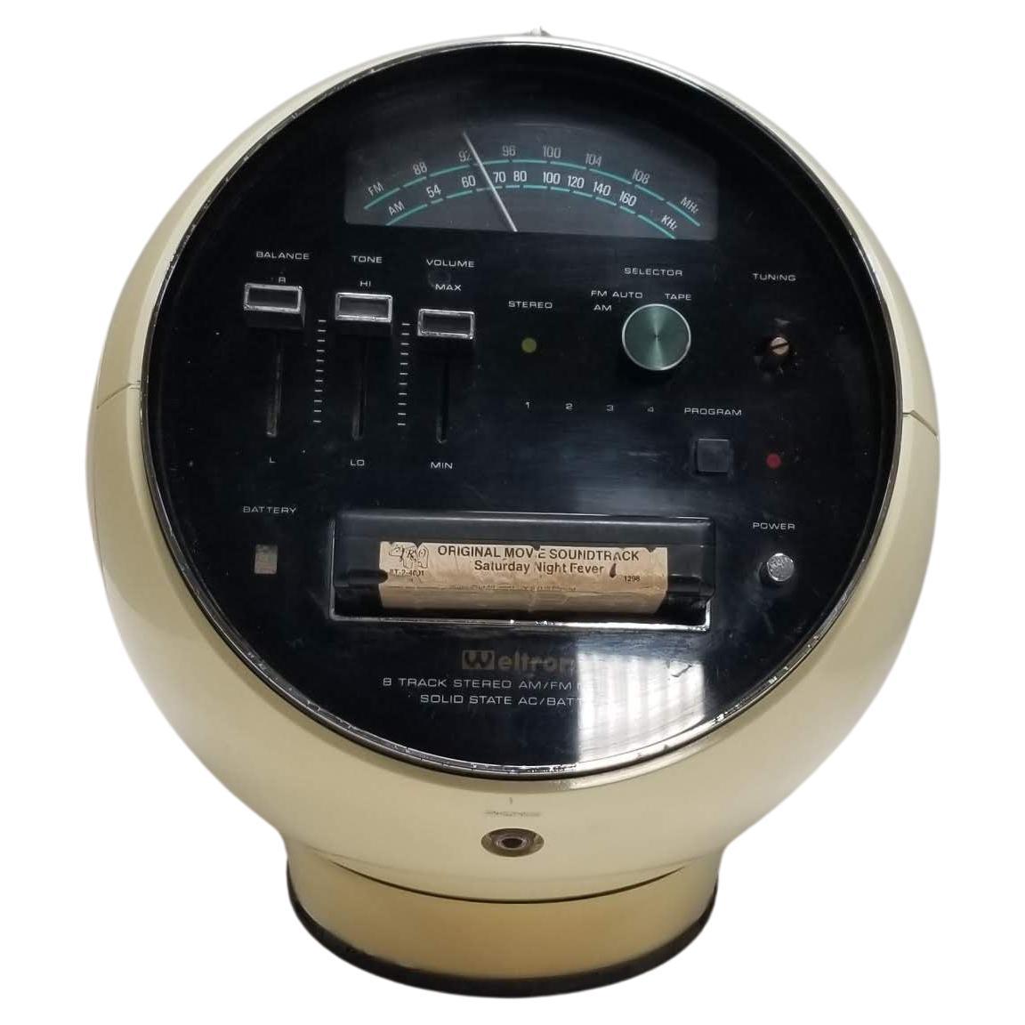 Weltron Model 2001 Space Ball, AM/FM Radio 8 Track Stereo For Sale