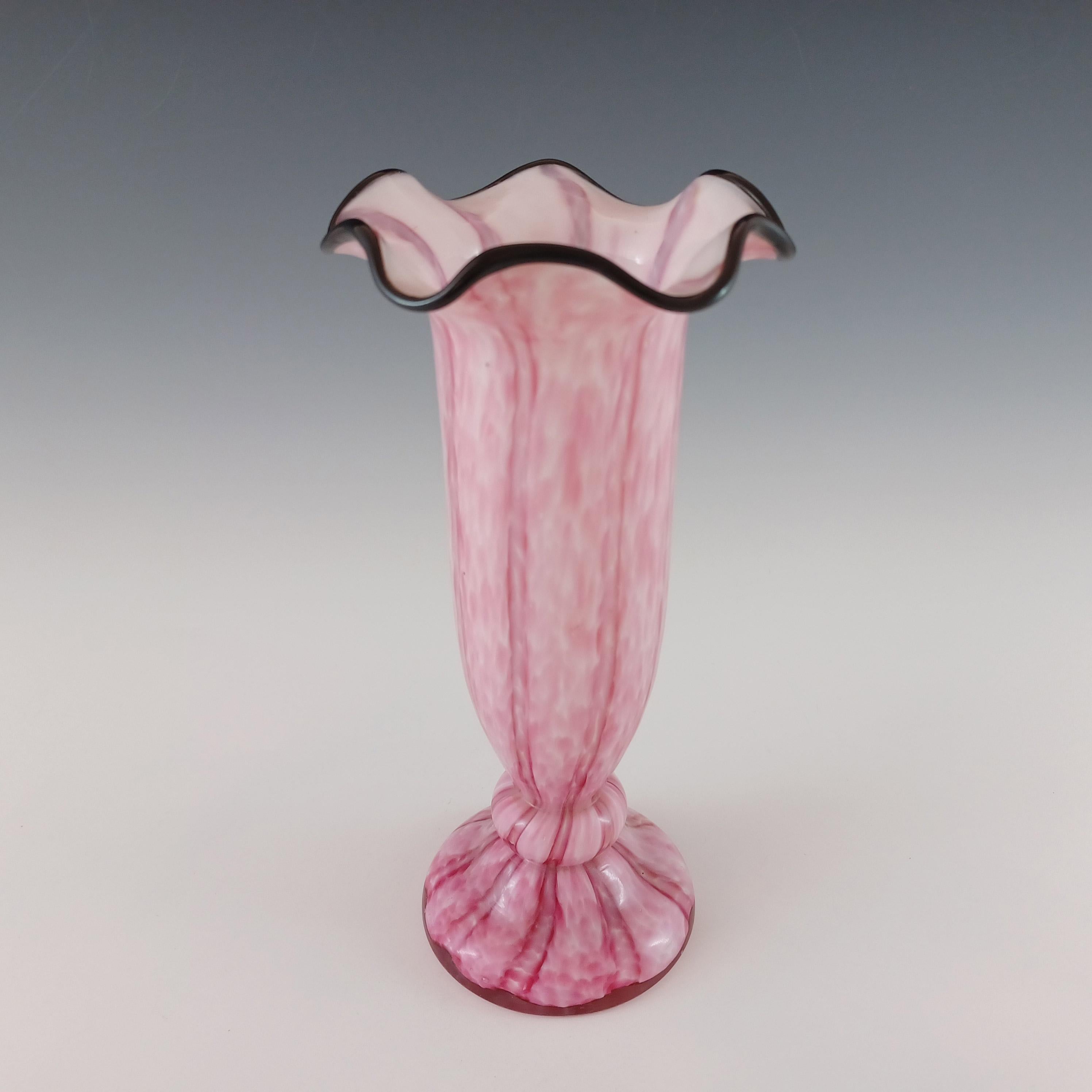 Art Déco Vaso Welz 1940 in vetro rosa ceco a 