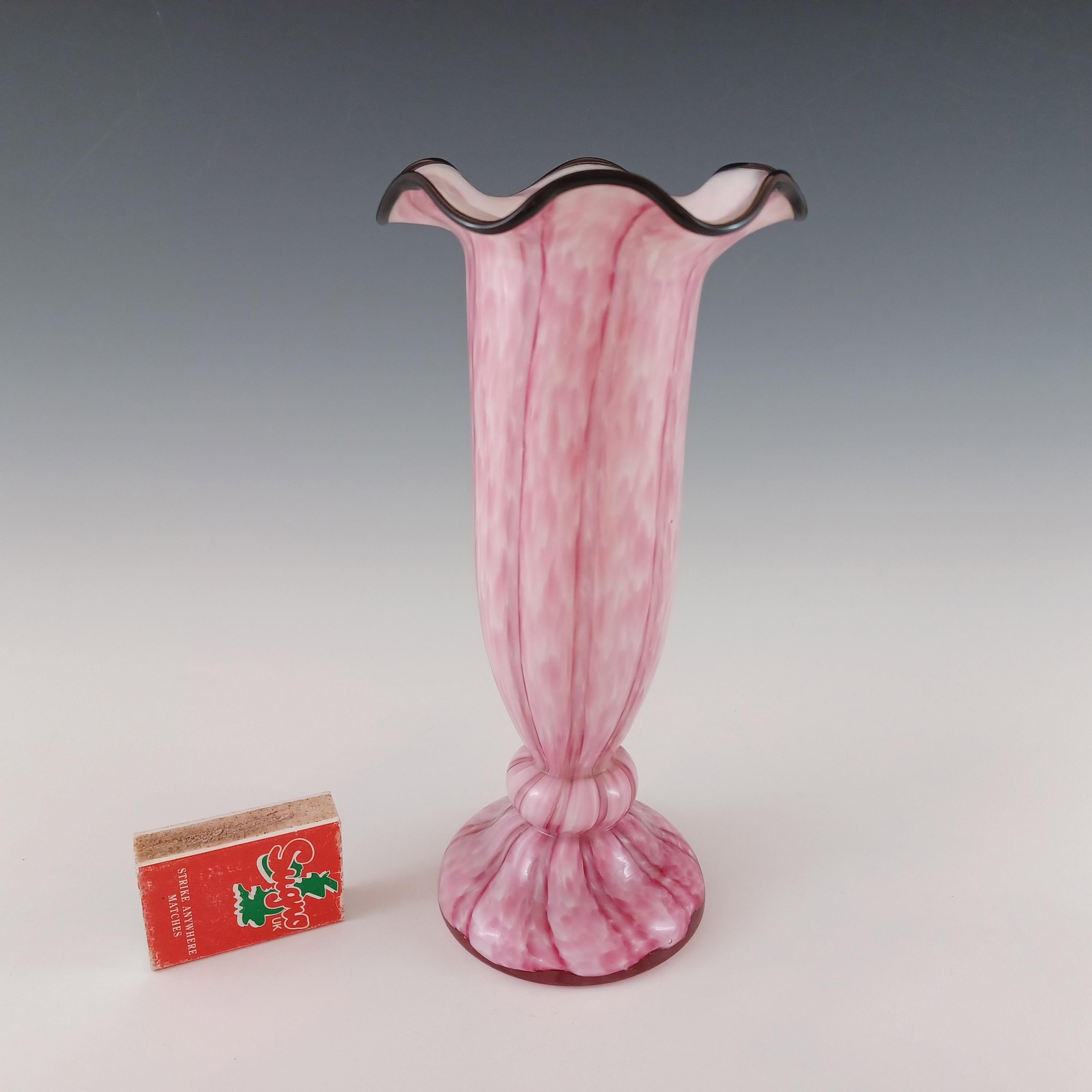 Vaso Welz 1940 in vetro rosa ceco a 