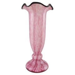 Vaso Welz 1940 in vetro rosa ceco a "strisce verticali
