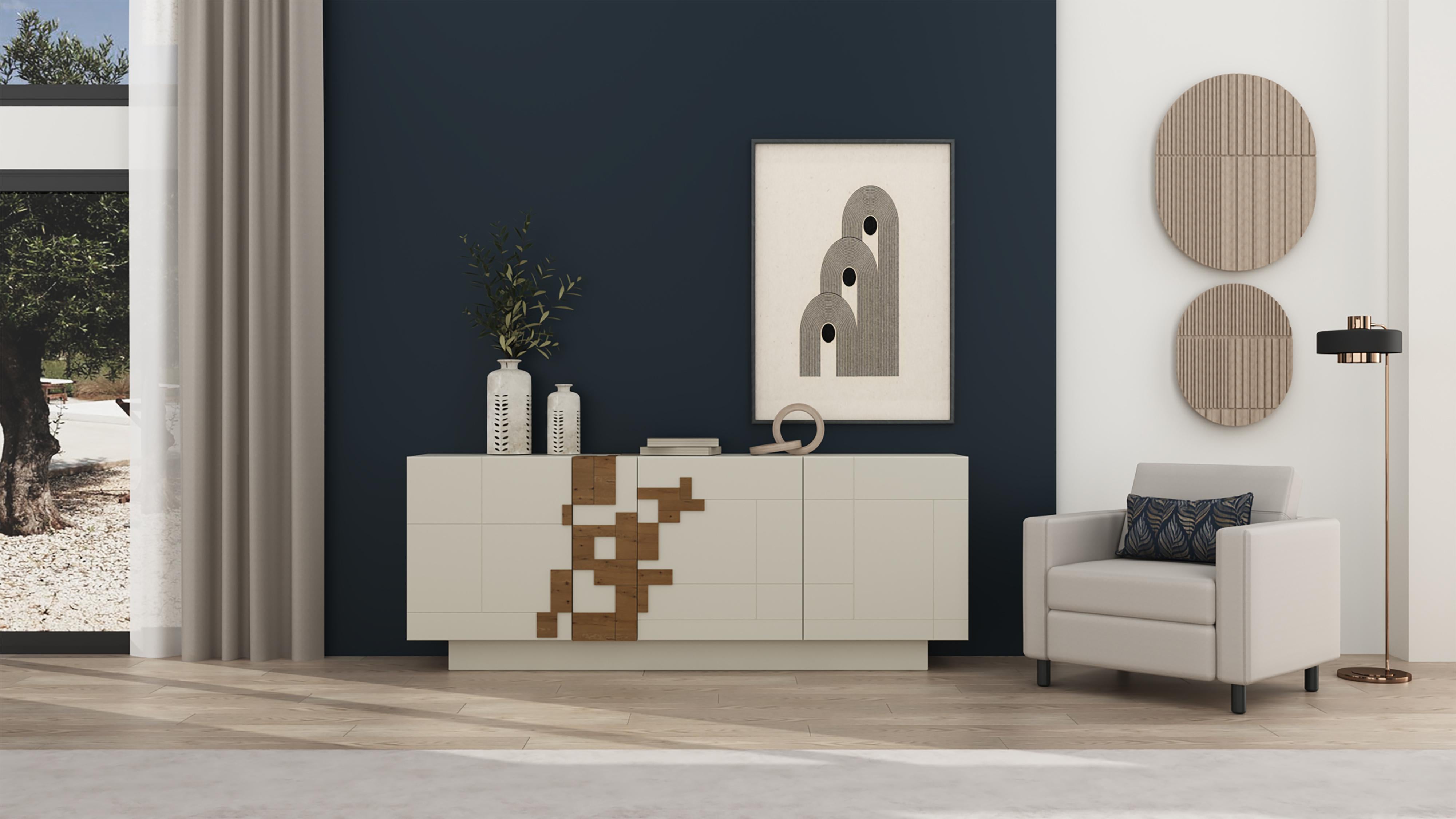 The Wembley sideboard, which is 100% produced in Portugal (Europe), combines more natural elements such as wood with animovel's high quality lacquers.

Designed by the French product designer Christophe Lecomte, this practical piece offers high