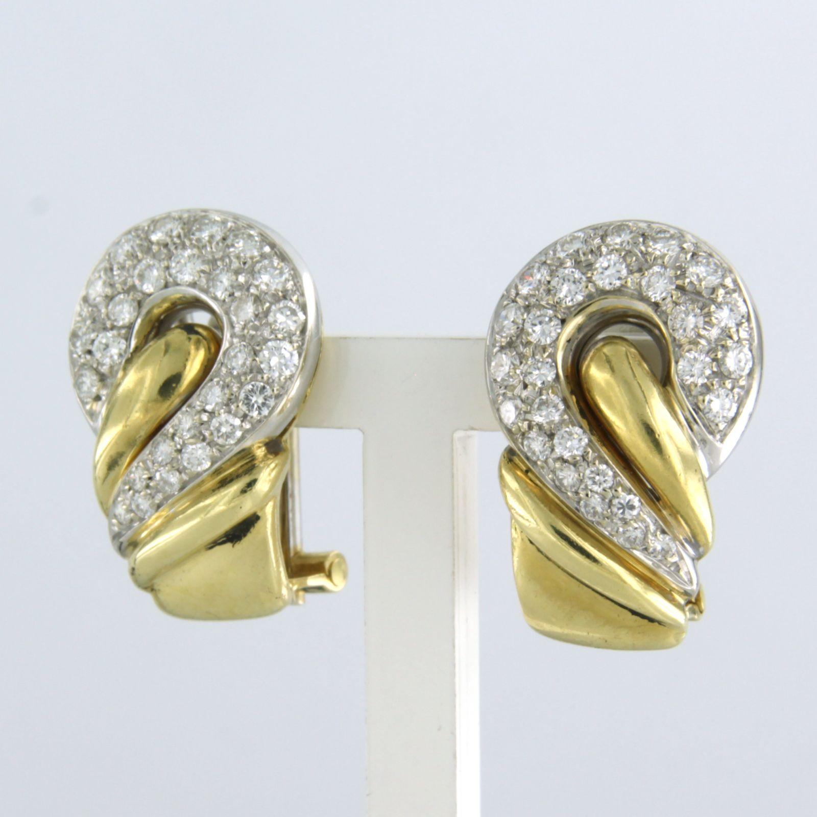 Brilliant Cut Wempe - 18 kt bicolour gold ear clips set with brilliant cut diamond 1.00 ct For Sale