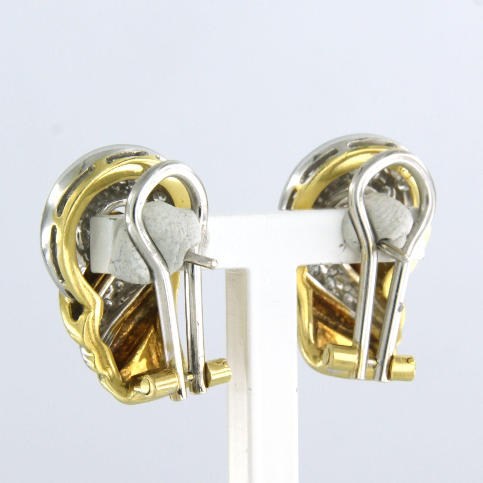 Wempe - 18 kt bicolour gold ear clips set with brilliant cut diamond 1.00 ct In Good Condition For Sale In The Hague, ZH