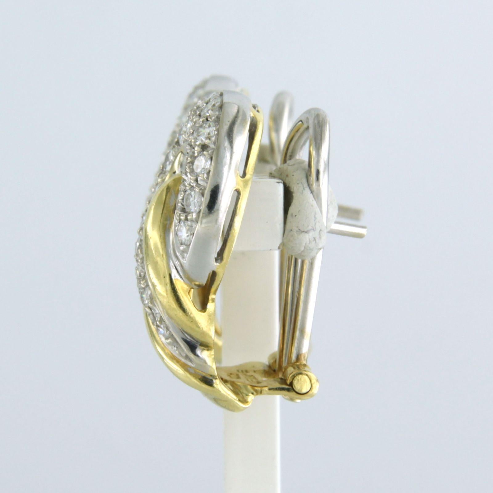 Women's Wempe - 18 kt bicolour gold ear clips set with brilliant cut diamond 1.00 ct For Sale