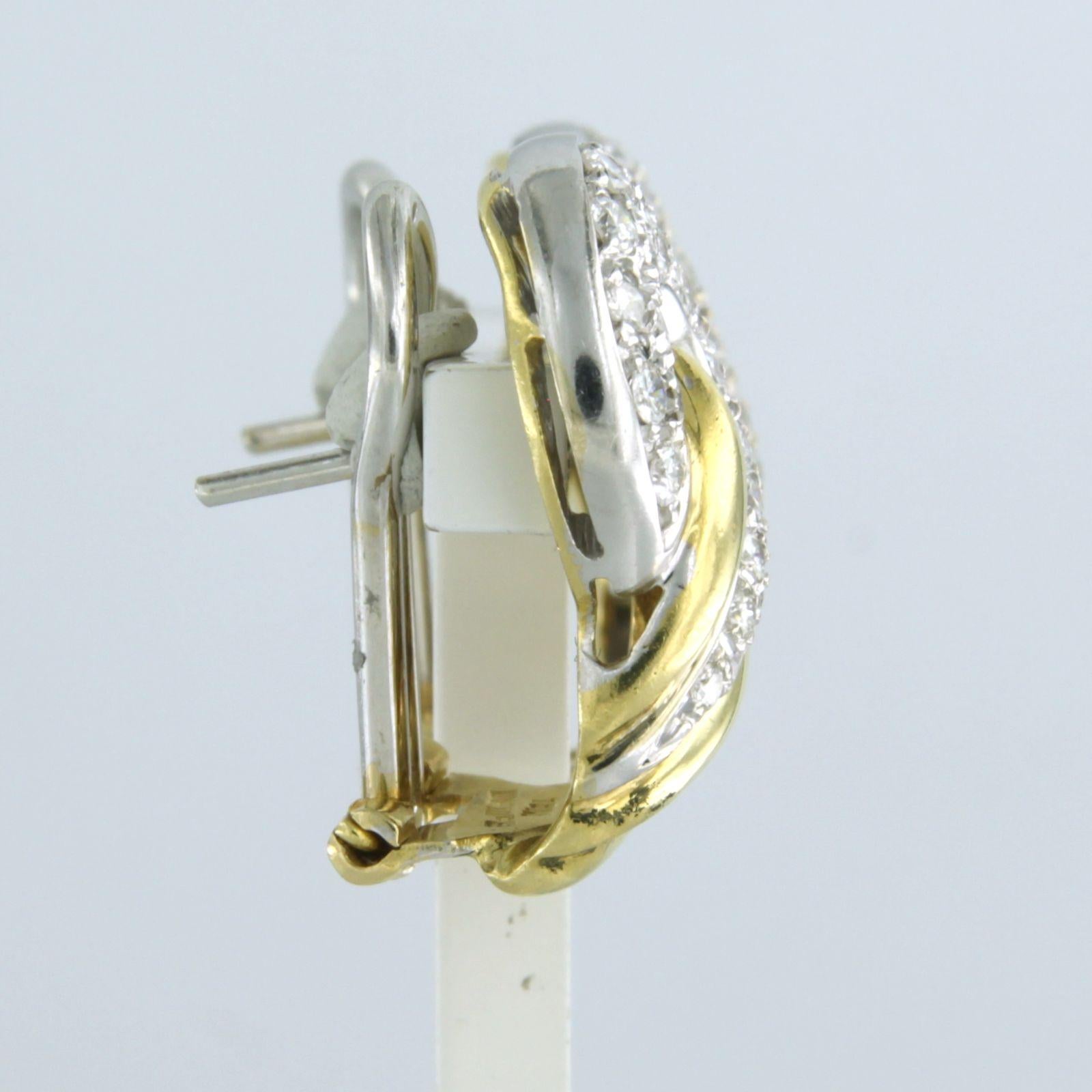 Wempe - 18 kt bicolour gold ear clips set with brilliant cut diamond 1.00 ct For Sale 1