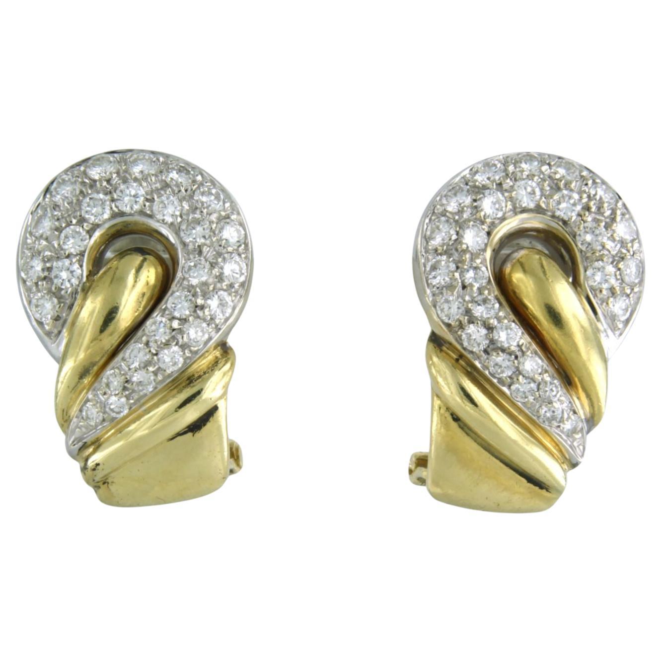 Wempe - 18 kt bicolour gold ear clips set with brilliant cut diamond 1.00 ct For Sale