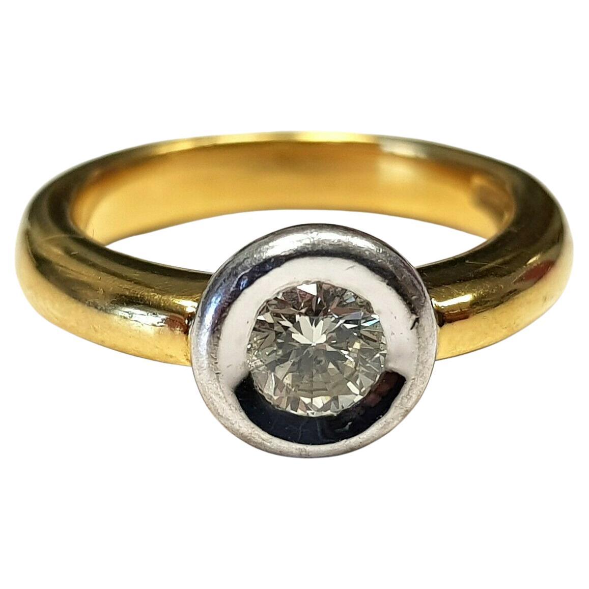 Wempe 18k 2 Tone Diamond Wedding Ring Bezel Set