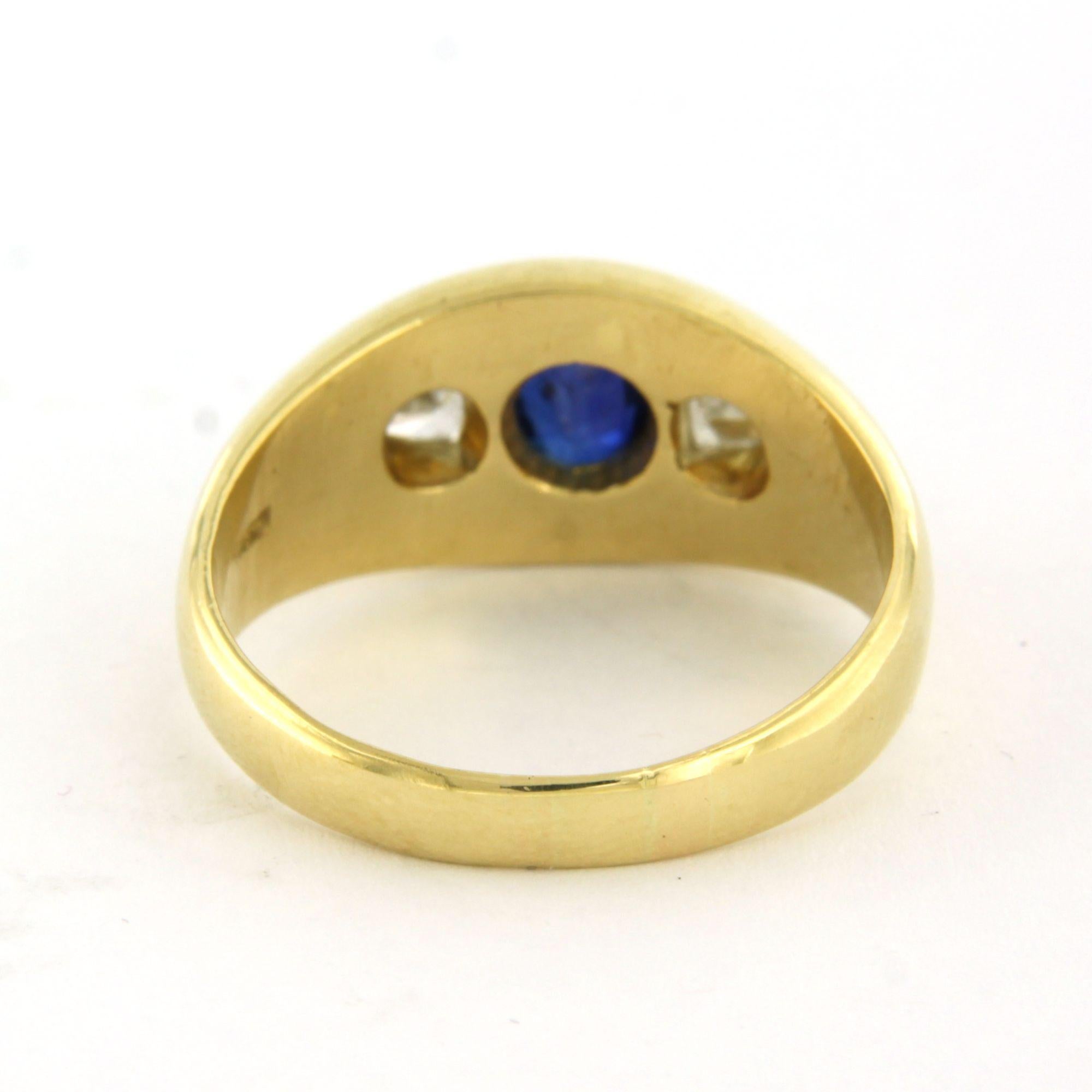 Moderno Anello Wempe in oro 18k con zaffiro 1,10ct e diamante taglio triangolo fino a 0,80ct in vendita