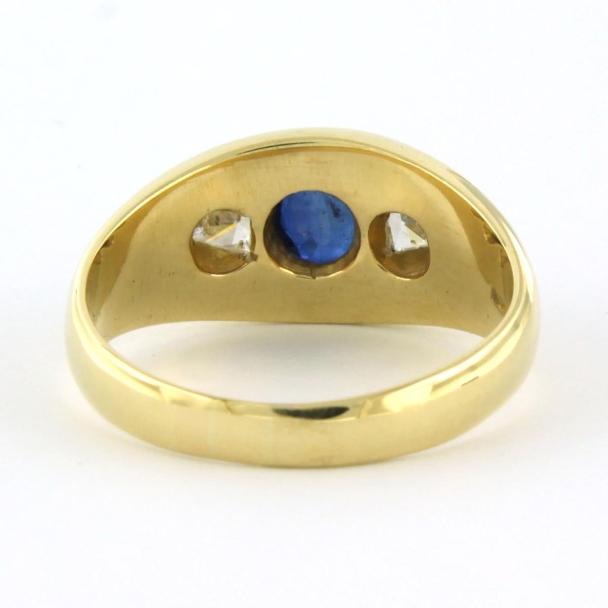 WEMPE - 18k yellow gold ring set with sapphire 1.10ct and triangle cut diamond  In Good Condition For Sale In The Hague, ZH