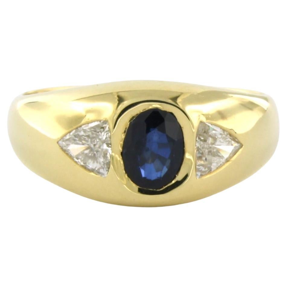 WEMPE - 18k yellow gold ring set with sapphire 1.10ct and triangle cut diamond  For Sale