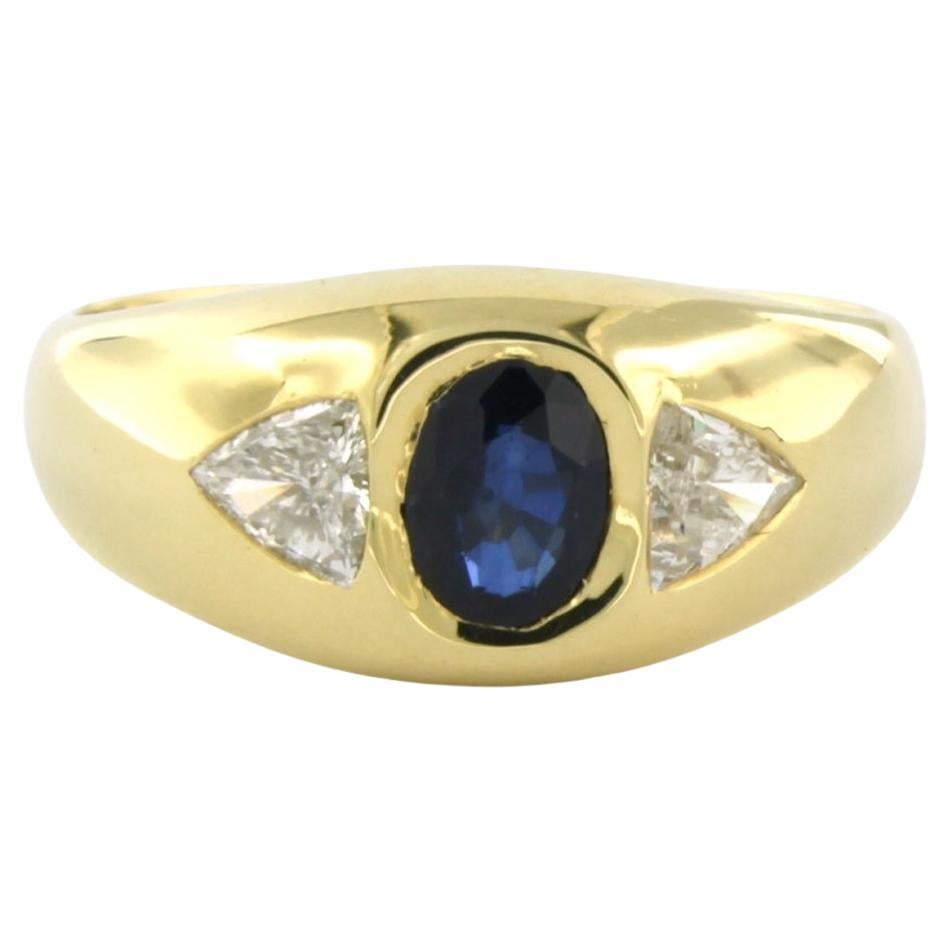WEMPE - 18k yellow gold ring set with sapphire 1.10ct and triangle cut diamond
