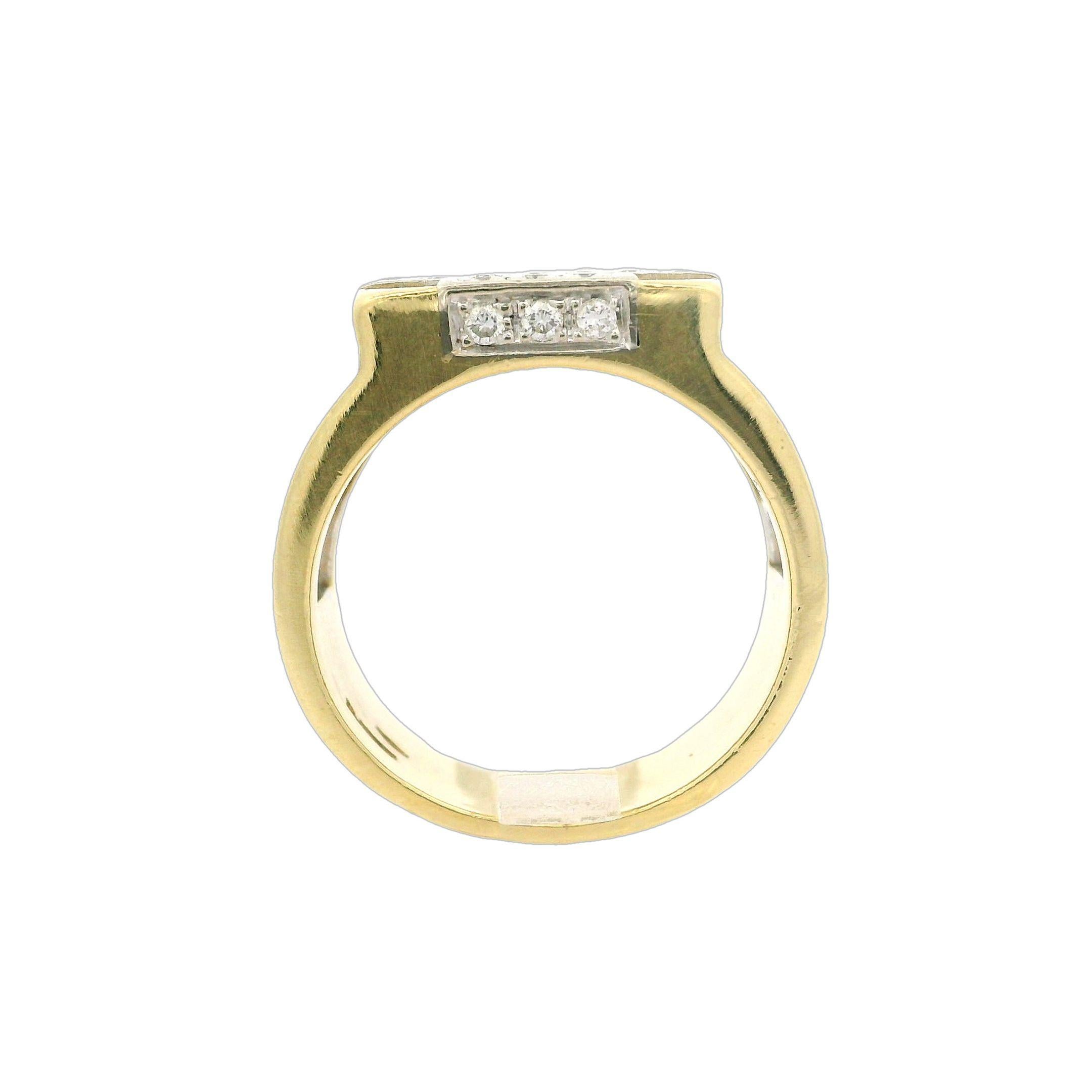 Wempe 18k Yellow & White Gold 1.10ctw Diamond Cross 14.4mm Wide Band Ring For Sale 4
