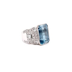 Wempe Aquamarine and Diamond 18 Carat White Gold Cocktail Ring