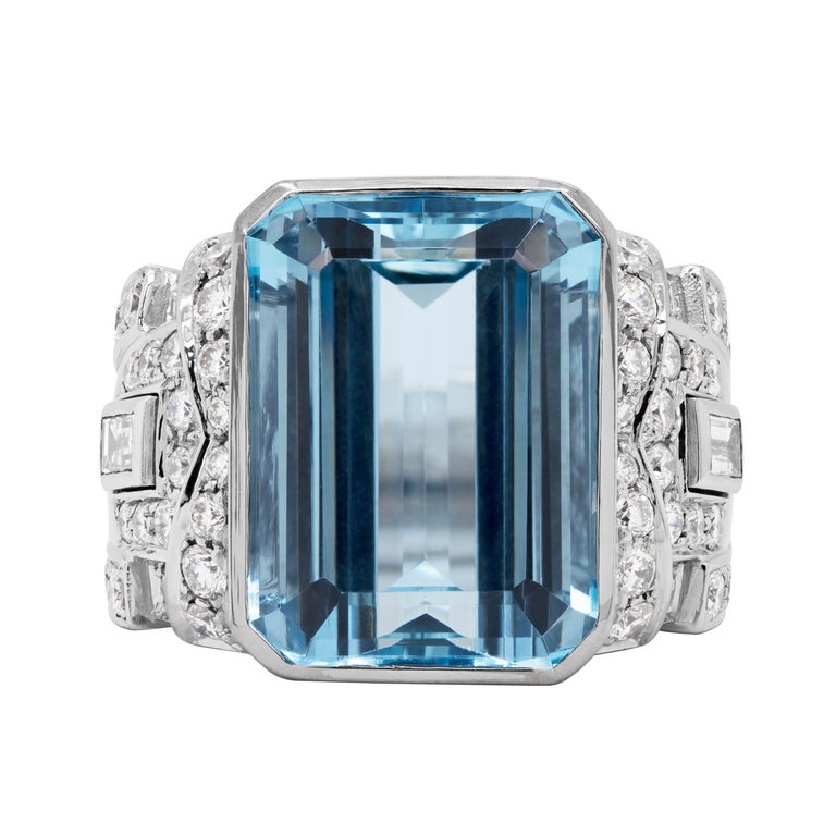 Wempe Aquamarine and Diamond 18 Carat White Gold Cocktail Ring at 1stDibs |  wempe engagement rings