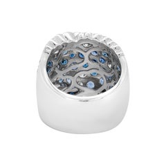 Wempe Cocktailring aus 18 Karat Weißgold mit blauem Saphir und Diamanten