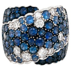Wempe Cocktailring aus 18 Karat Weißgold mit blauem Saphir und Diamanten