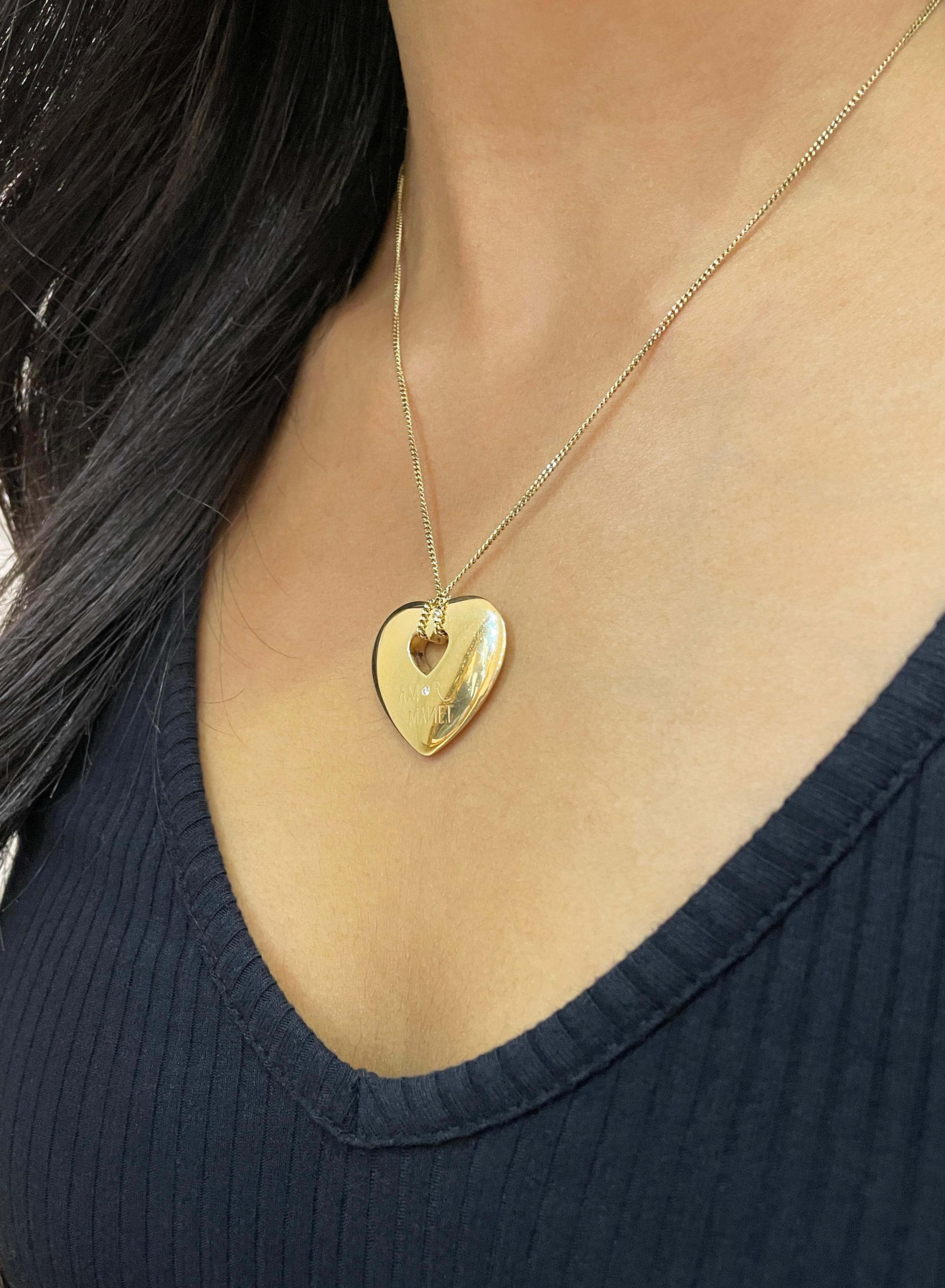 Modern Wempe by Kim Amor Manet Diamond 18 Carat Yellow Gold Heart Pendant For Sale