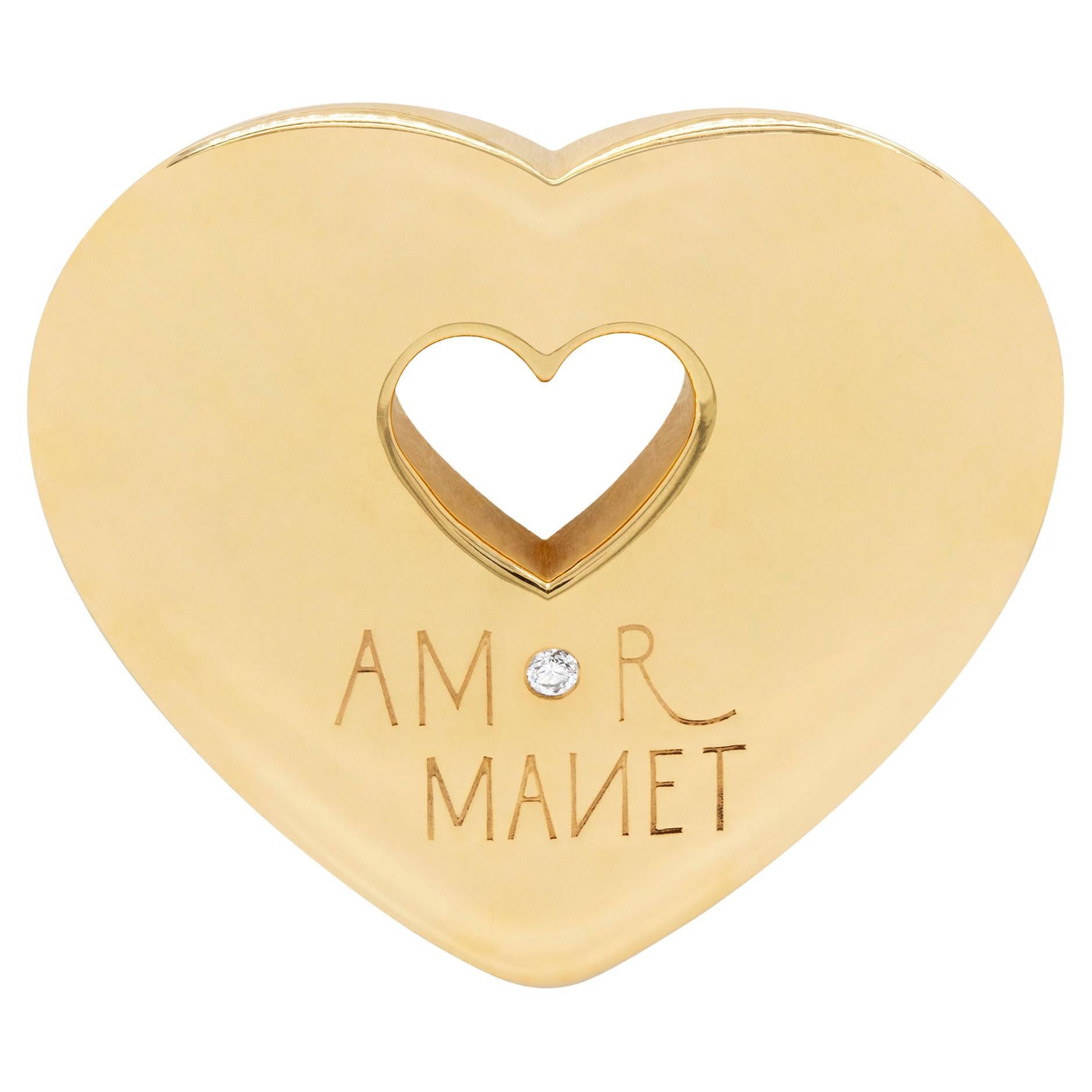 Wempe by Kim Amor Manet Diamond 18 Carat Yellow Gold Heart Pendant For Sale