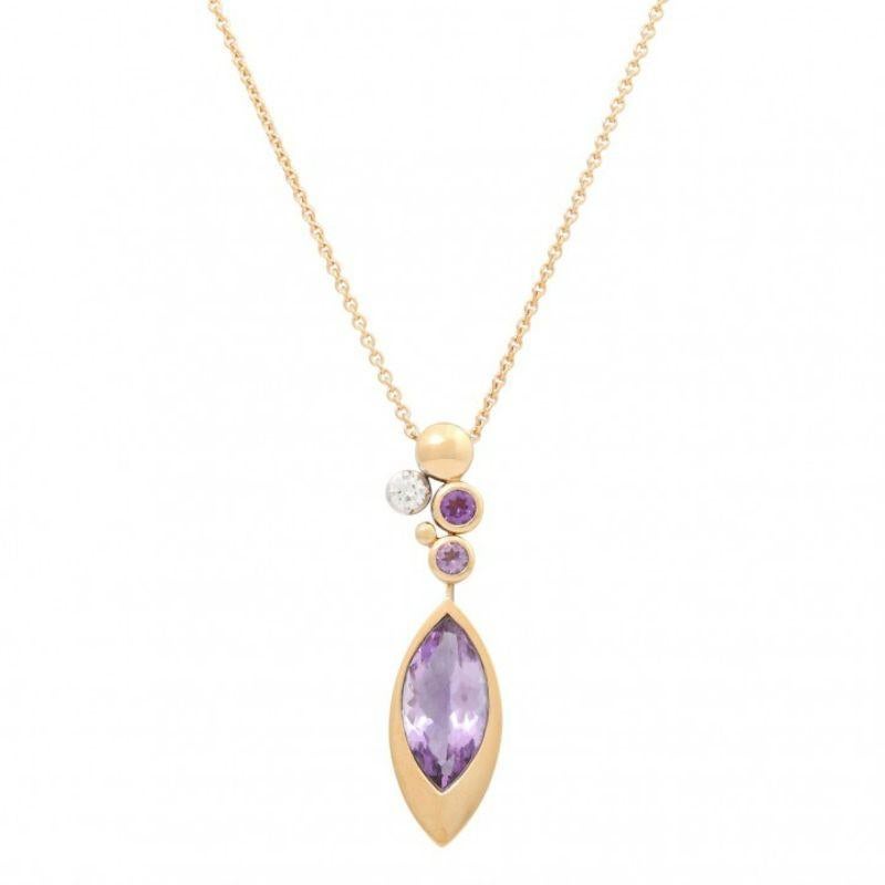 besetzt mit facettierten Amethysten und einem Brillanten, ca. 0,10 ct, ca. WEISS (H)/VS, RSG 18K, 8,2 g, L.: ca. 40 cm, 21. Jahrhundert, minimale Gebrauchsspuren.
 WEMPE BY KIM Halskette mit Anhänger, besetzt mit facettierten Amethysten und 1