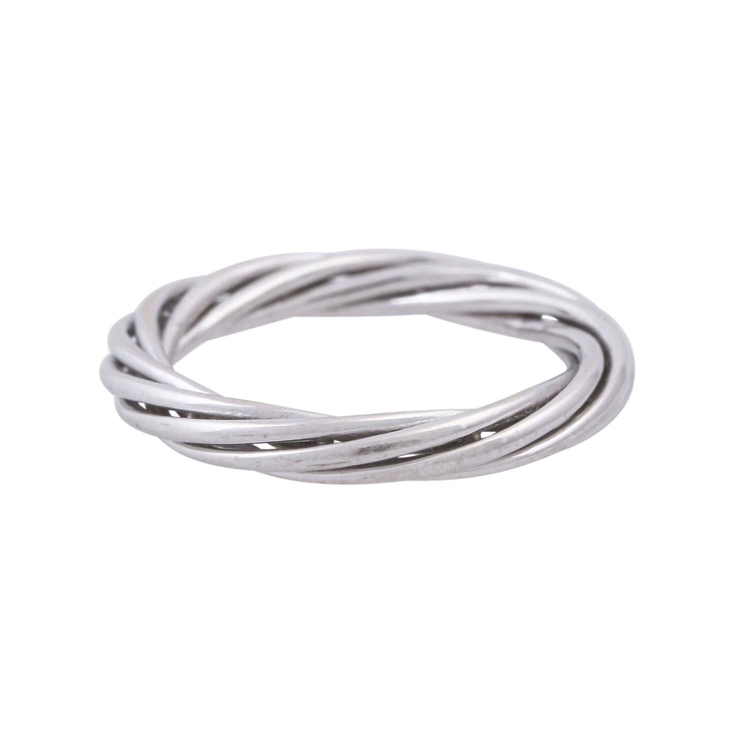 WG 18K. RW: 51/11, 3,7 g, NP: ca. 1.275 €, 21. Jahrhundert, leichte Gebrauchsspuren, Wempe-Etui liegt bei, handgefertigt! (1b)

 WEMPE BY KIM Ring 'Helioro', 18K WG, Ringgröße 51, 3,7 g, Neupreis ca. € 1.275, 21. Jahrhundert, leichte