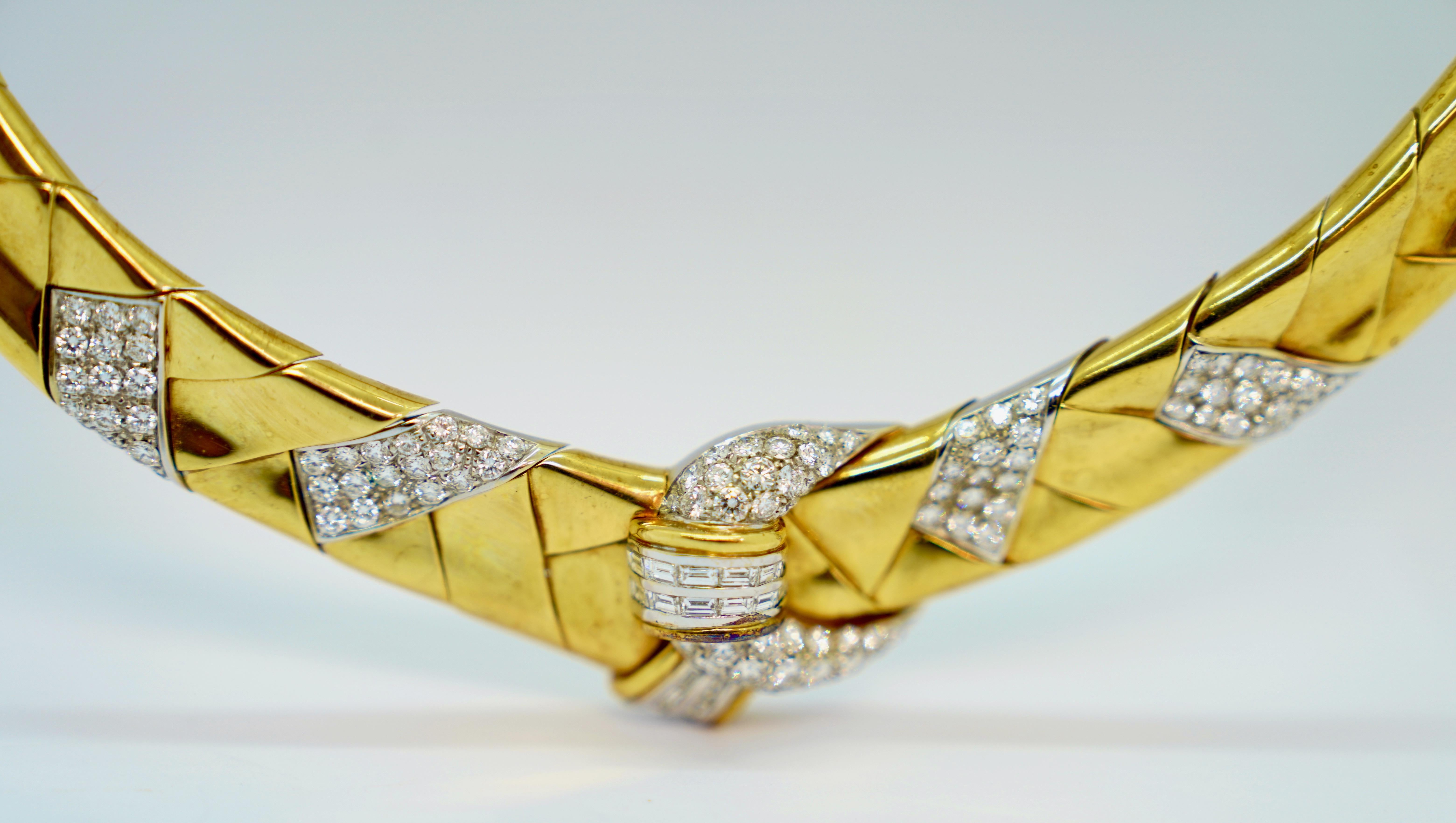 Wempe choker necklace in 18k yellow gold and white gold, 7.35ct Diamonds For Sale 4
