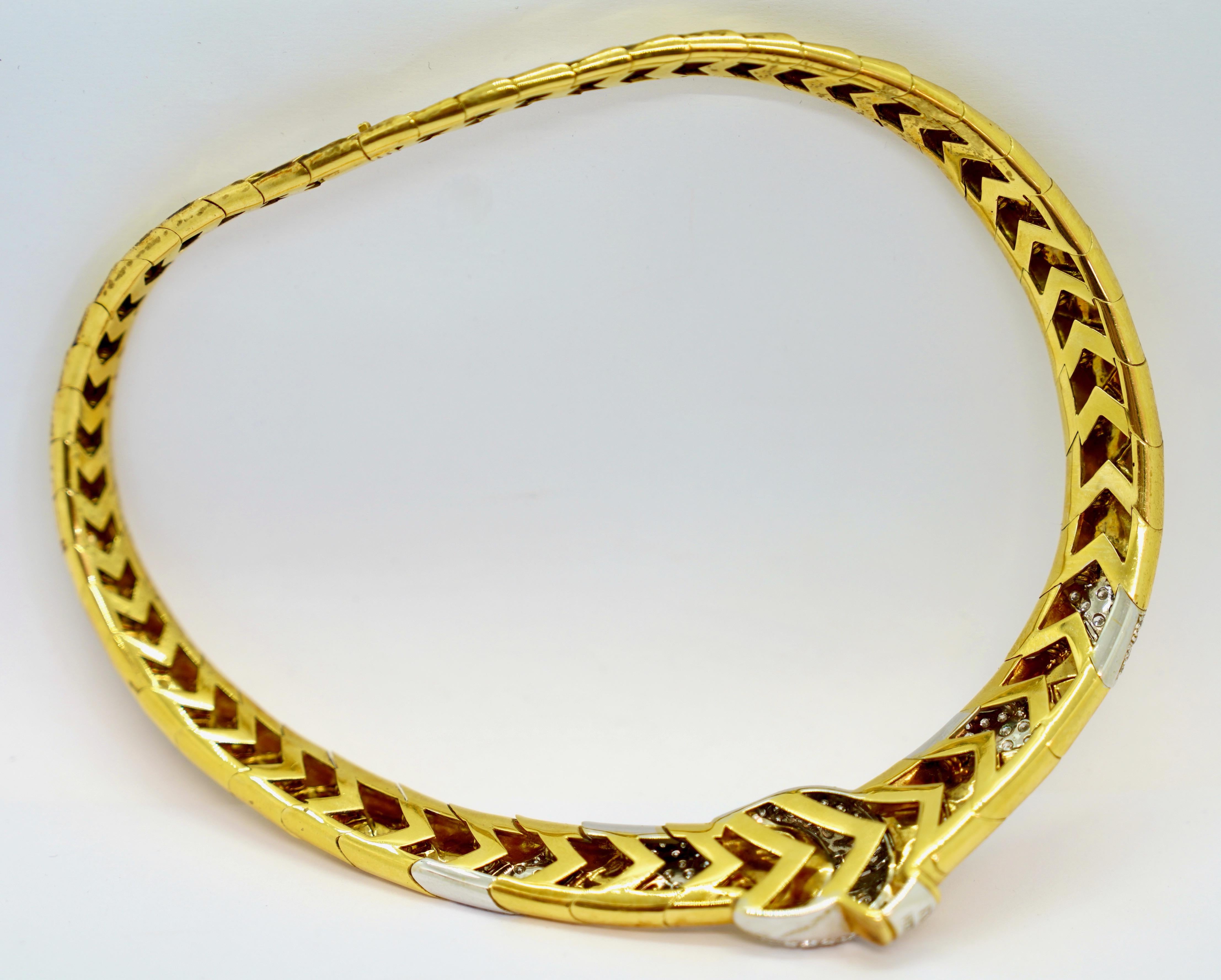 Wempe choker necklace in 18k yellow gold and white gold, 7.35ct Diamonds For Sale 5