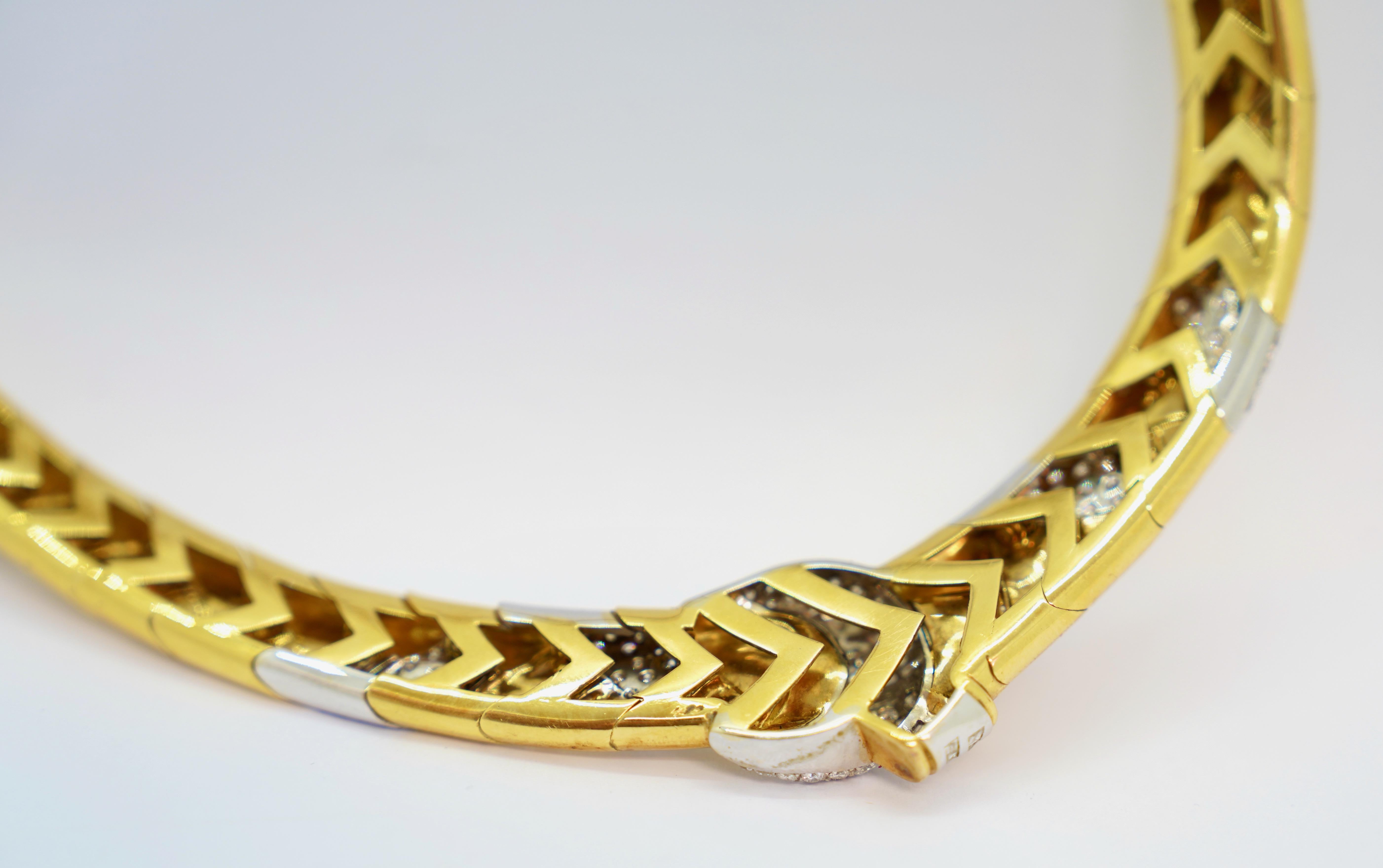 Wempe choker necklace in 18k yellow gold and white gold, 7.35ct Diamonds For Sale 6