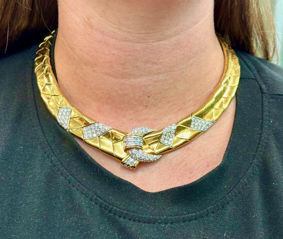 Wempe choker necklace in 18k yellow gold and white gold, 7.35ct Diamonds For Sale 9