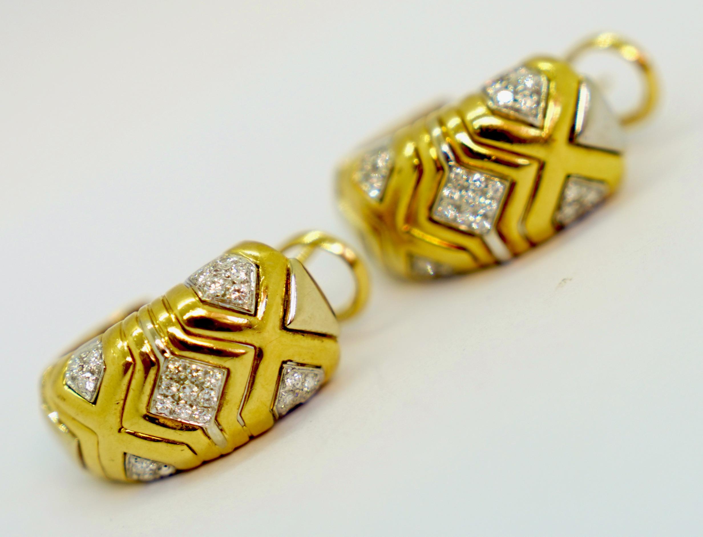 Modern Wempe Diamond Earrings in 18k yellow and white gold For Sale
