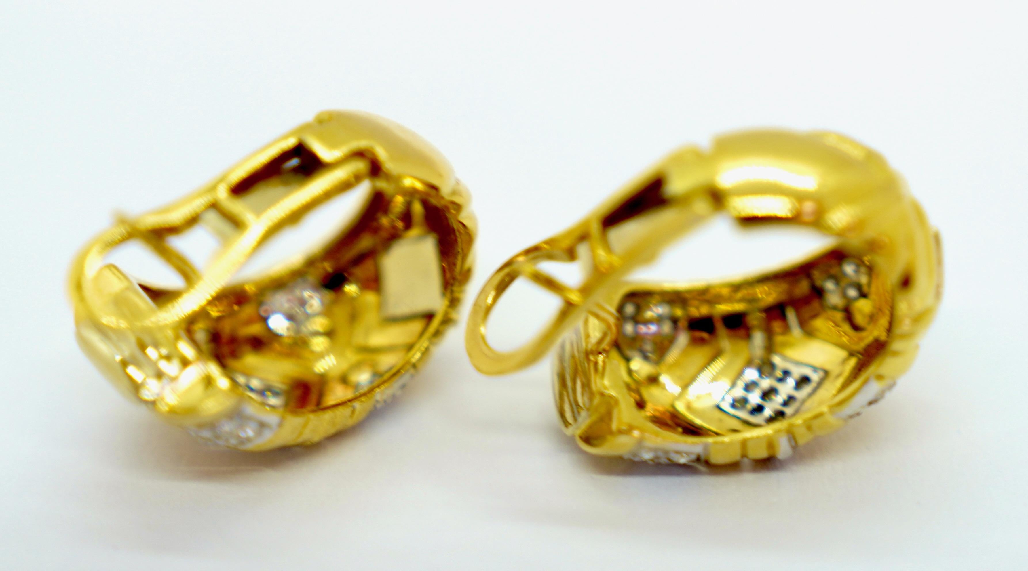 Women's Wempe Diamond Earrings in 18k yellow and white gold For Sale