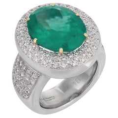 Wempe GIA 10,48 carats émeraude colombienne diamant or blanc 18k bague de cocktail