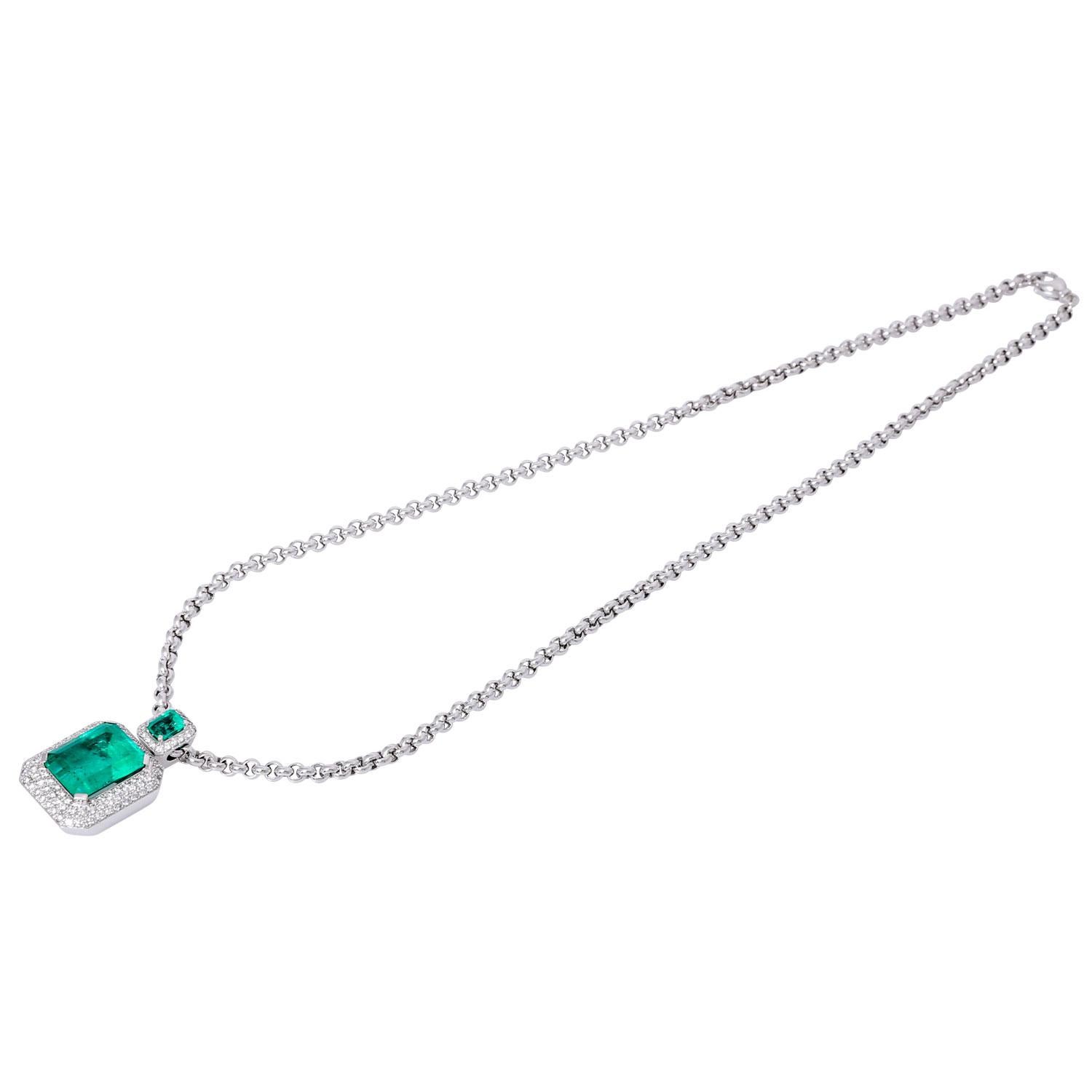 WEMPE-Halskette mit Smaragden und Diamanten (Moderne) im Angebot